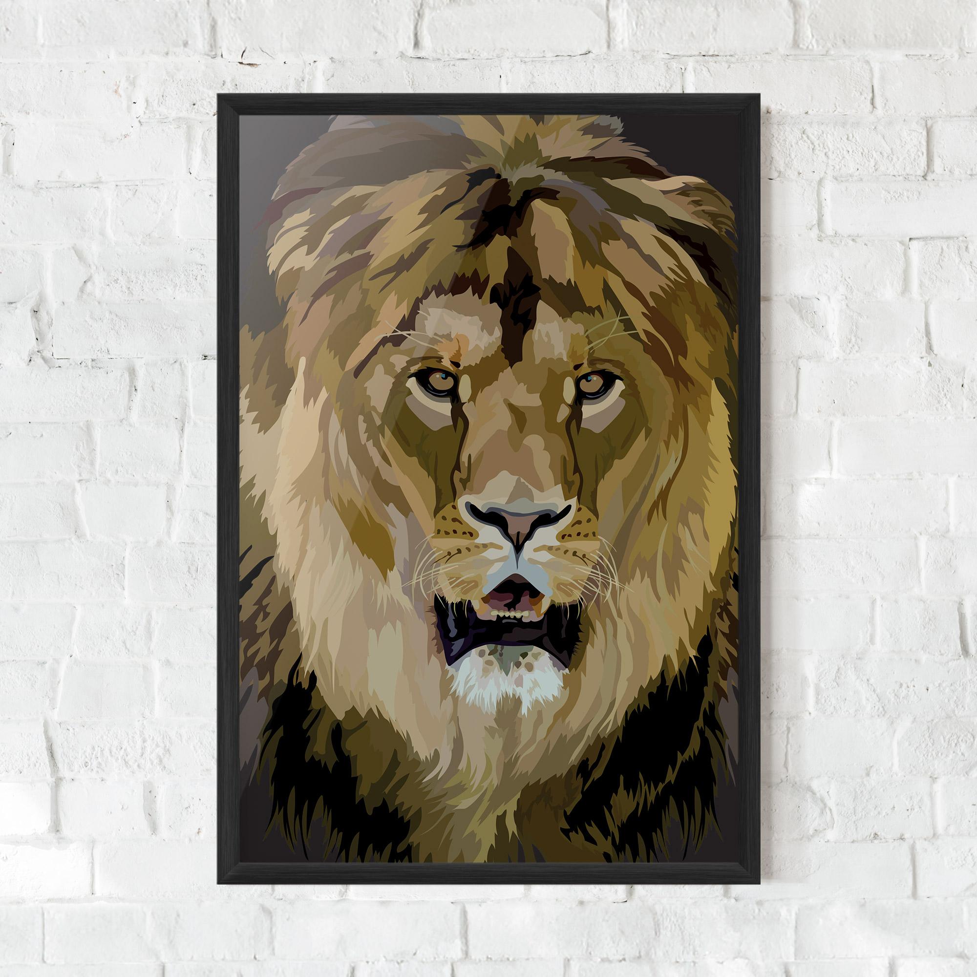Keretezett Poszter Beautiful Lion Art mockup 0