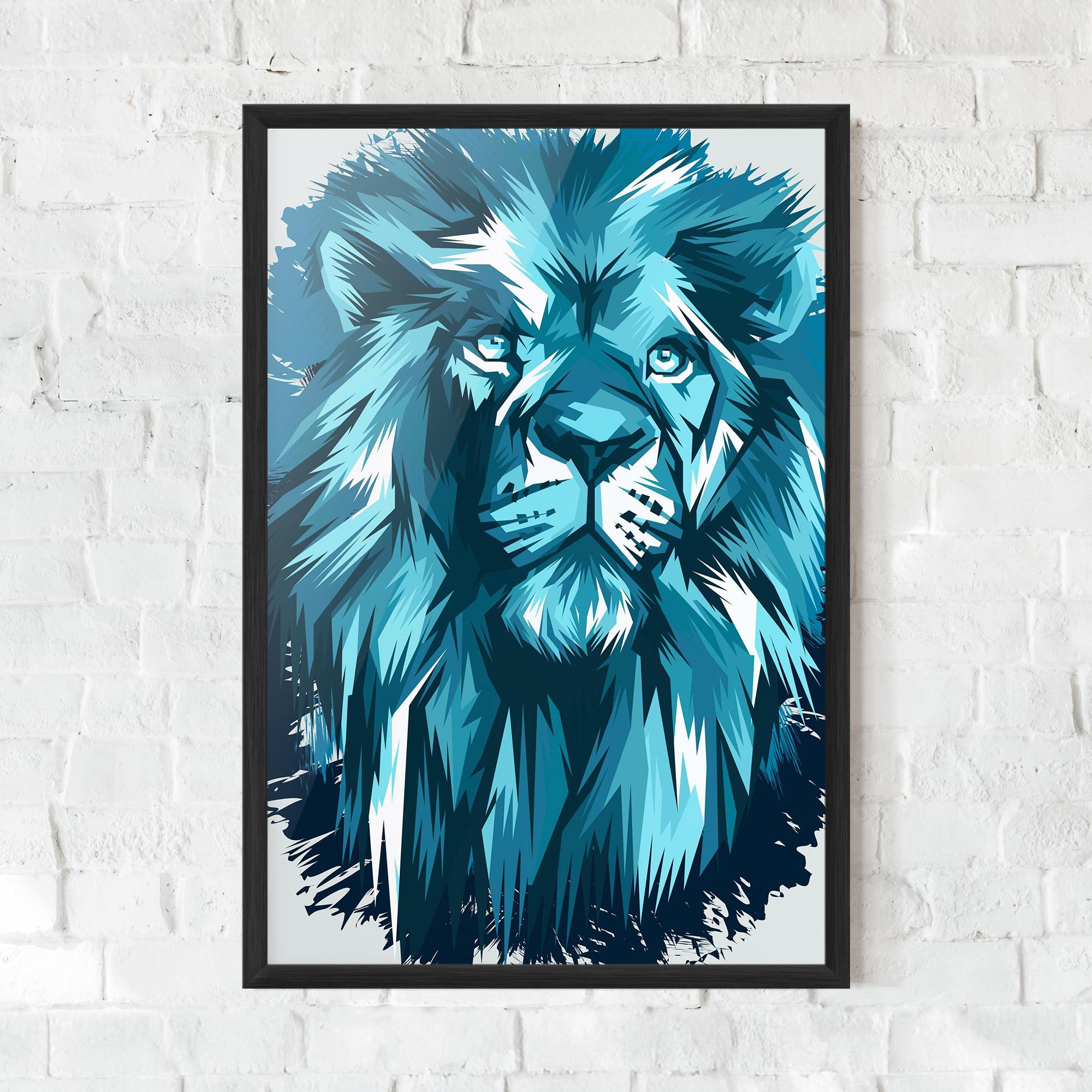 Keretezett Poszter Blue Lion Head mockup 0