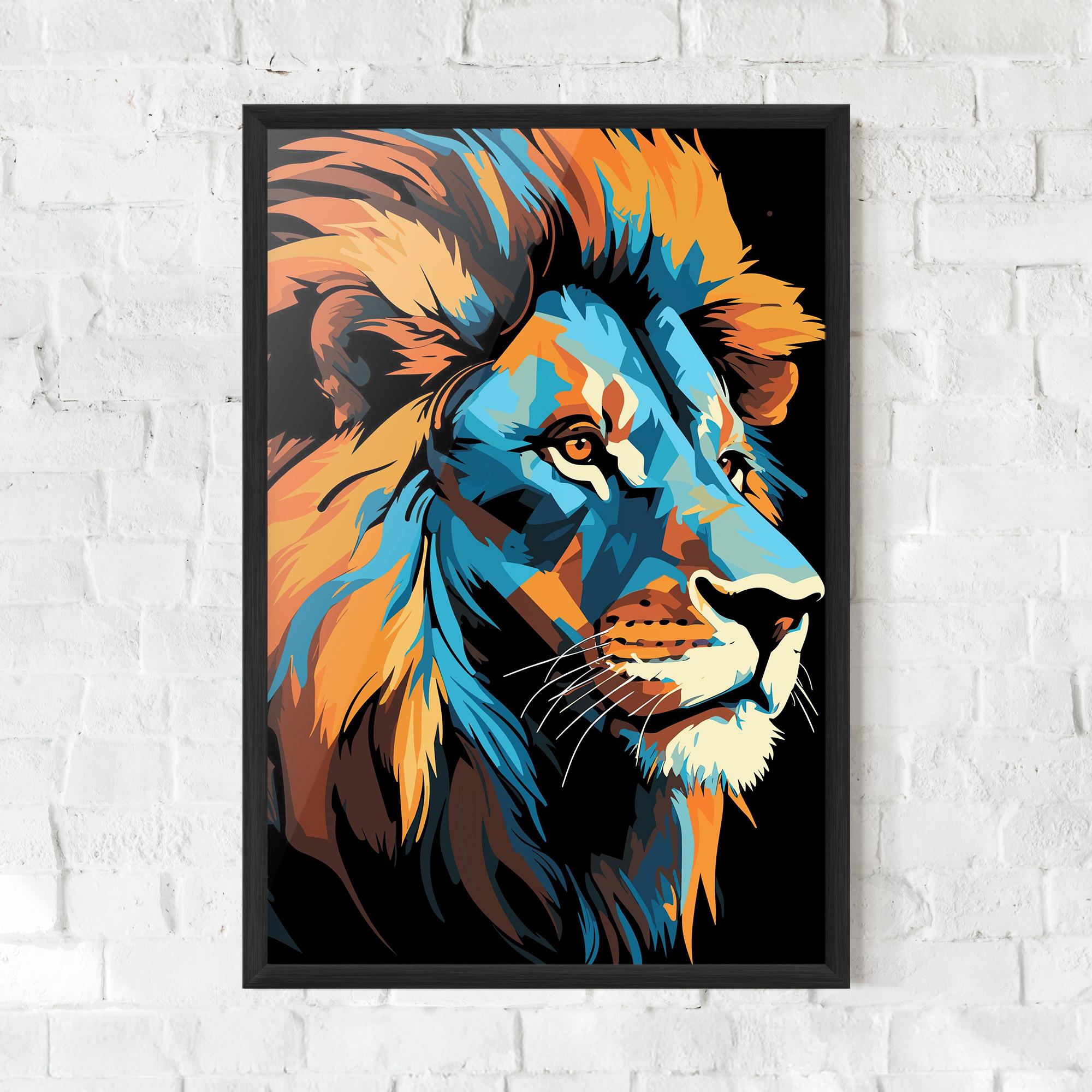 Keretezett Poszter Blue Yellow Lion mockup 0