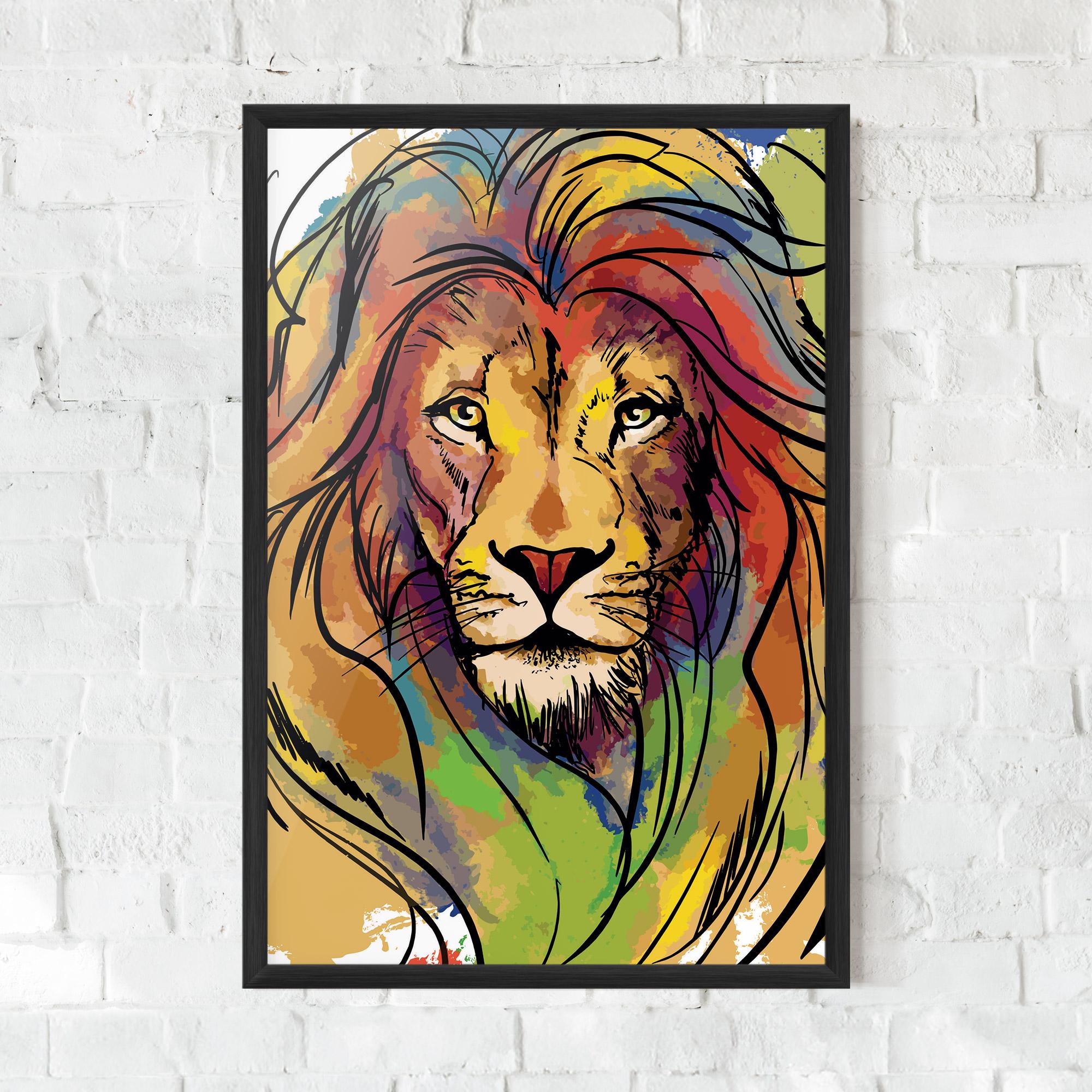 Keretezett Poszter Drawn Lion mockup 0