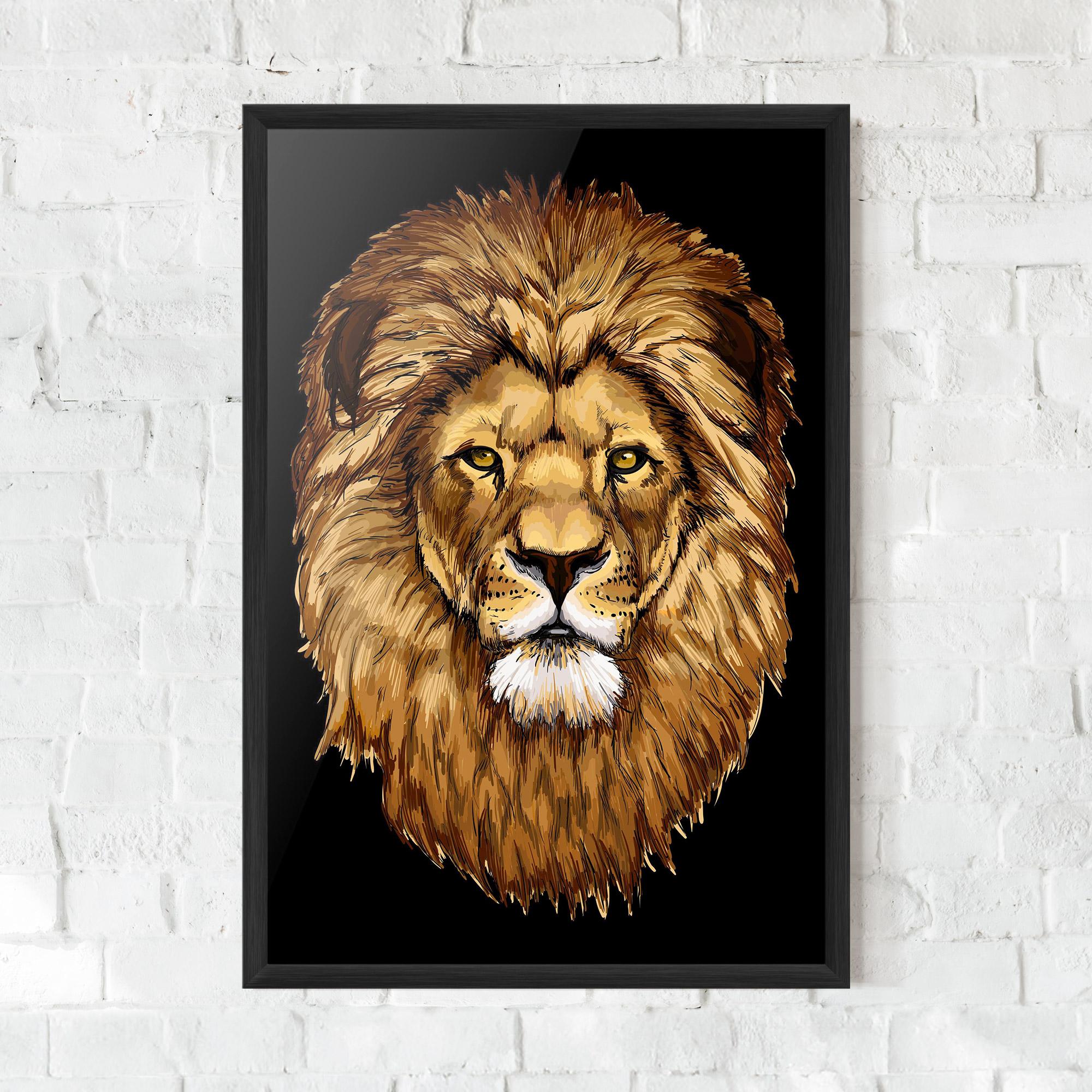 Keretezett Poszter Lion Head mockup 0