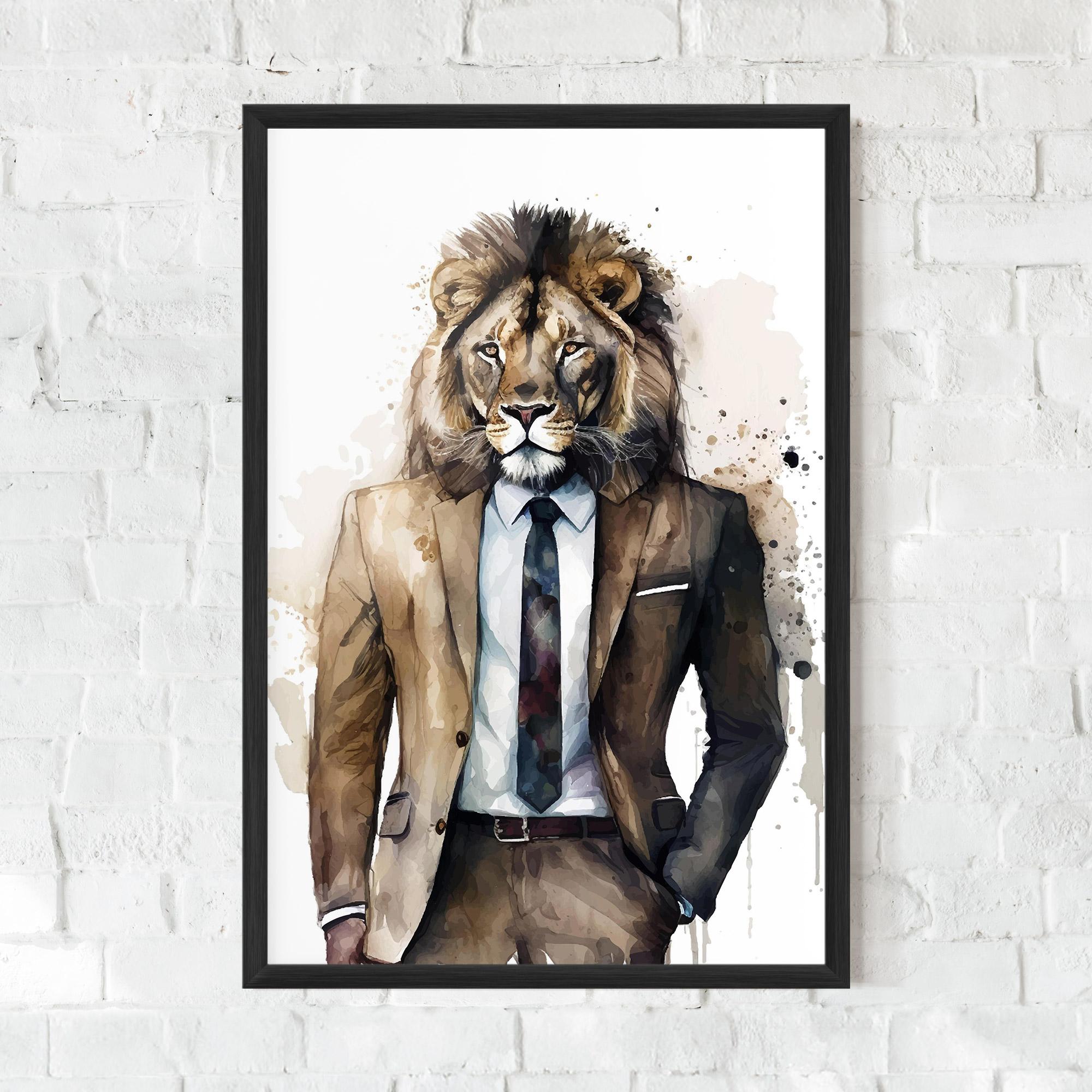 Keretezett Poszter Lion In Suit mockup 0