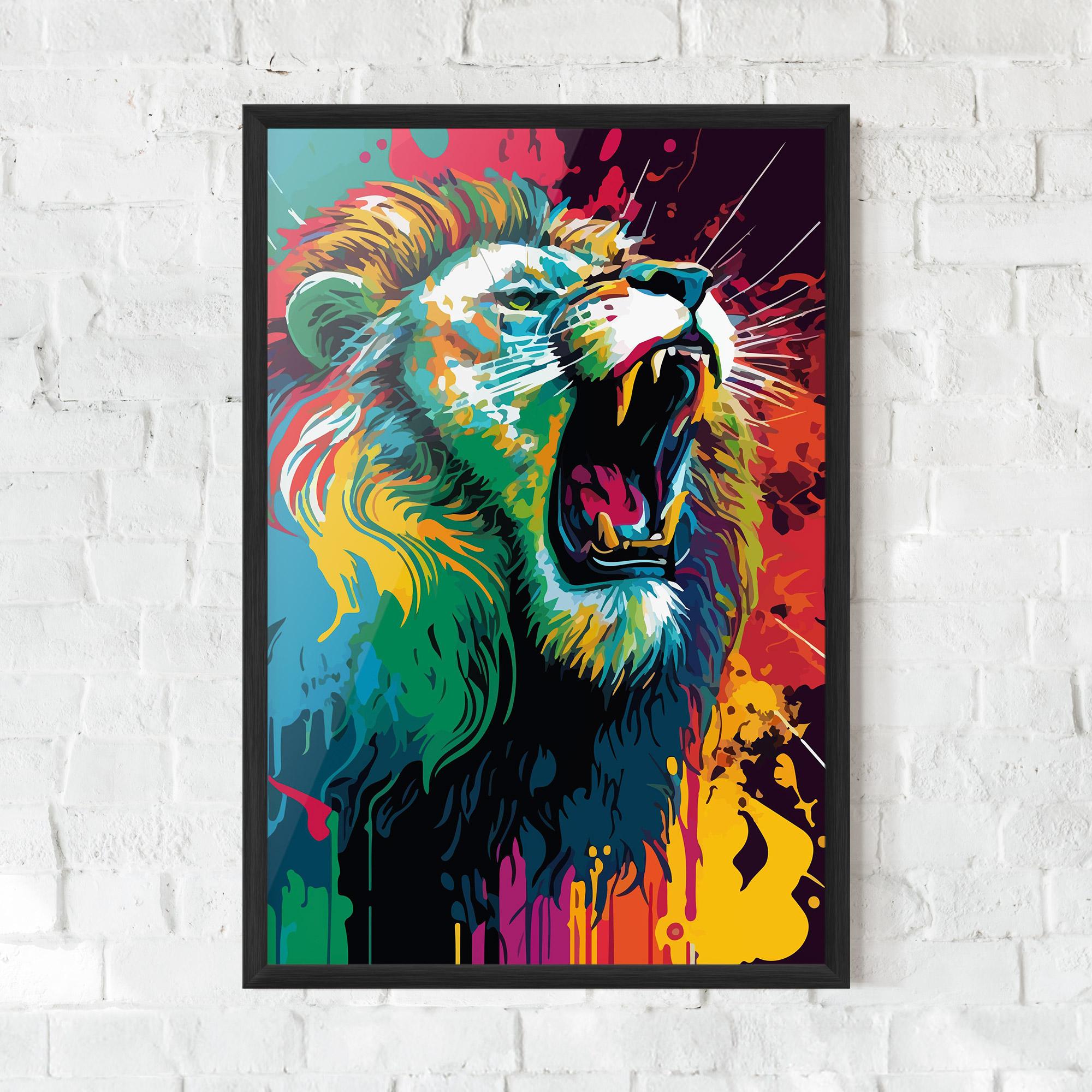 Keretezett Poszter Lion Splash mockup 0