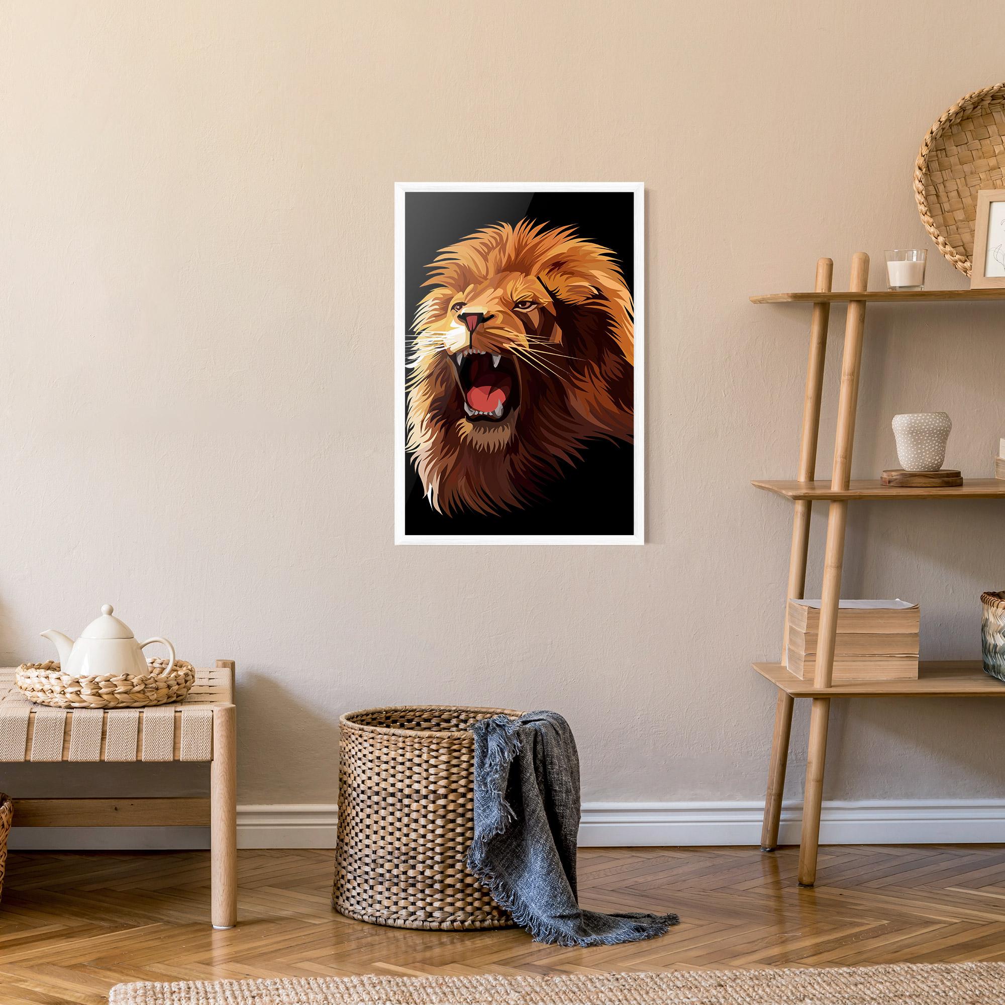 Keretezett Poszter Angry Lion Head mockup 9