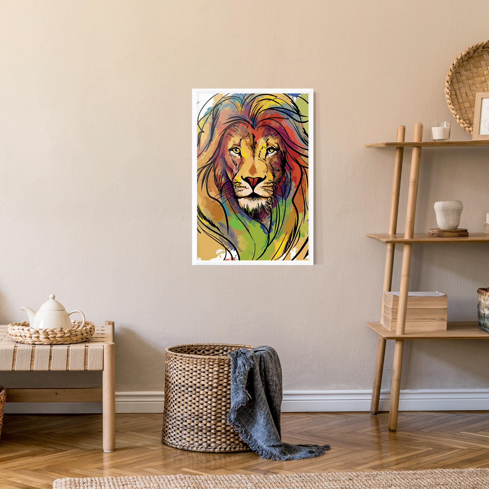 Keretezett Poszter Drawn Lion mockup 9