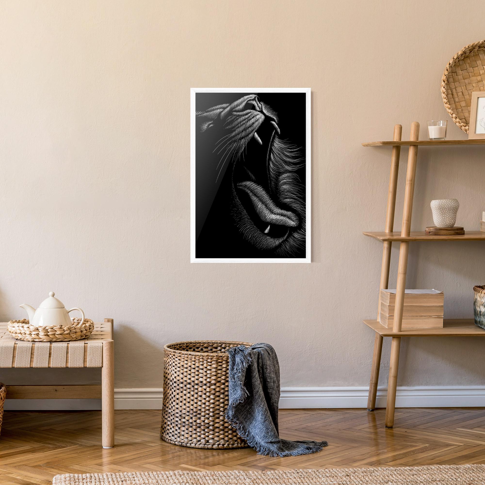 Keretezett Poszter Lion Bite Line mockup 9