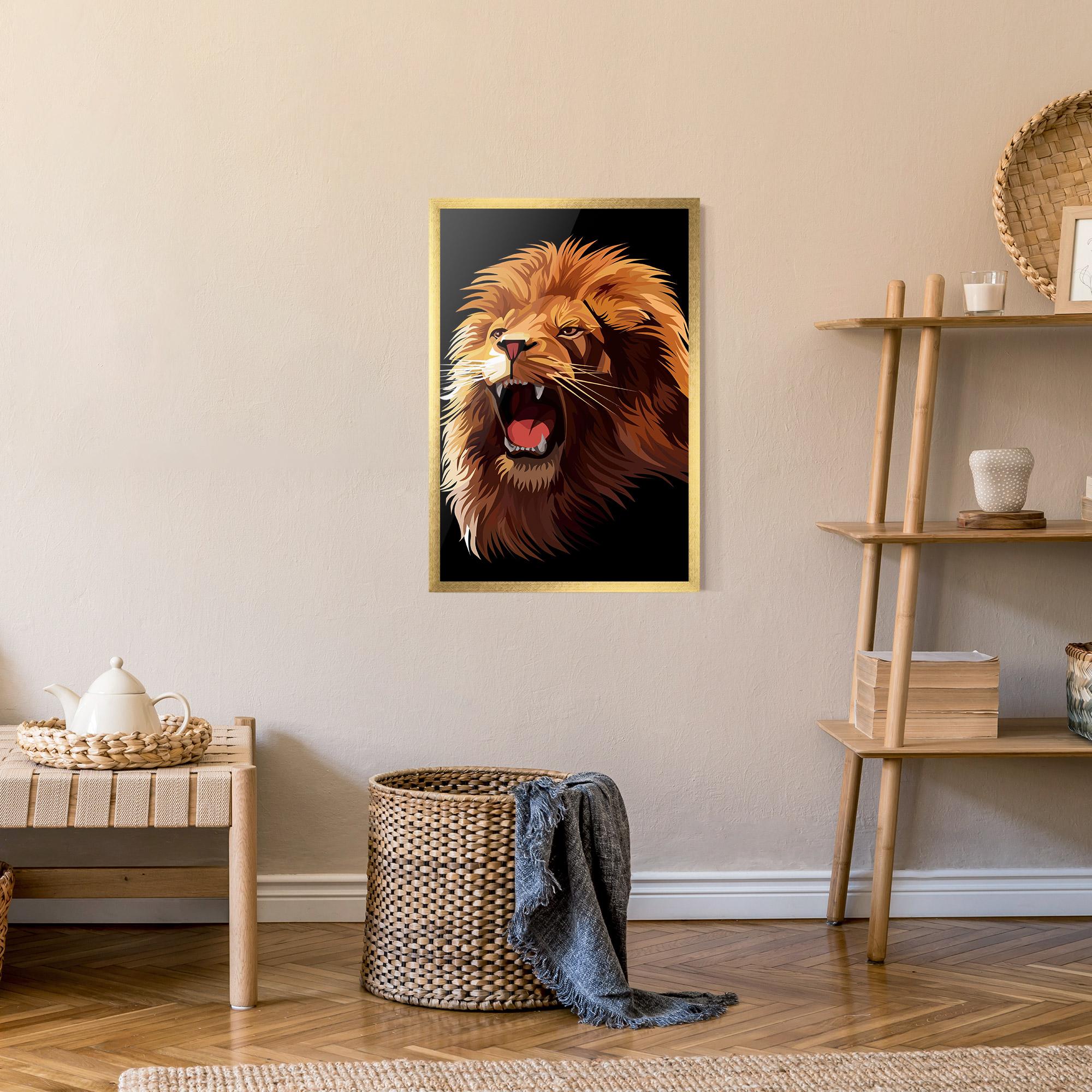 Keretezett Poszter Angry Lion Head mockup 9
