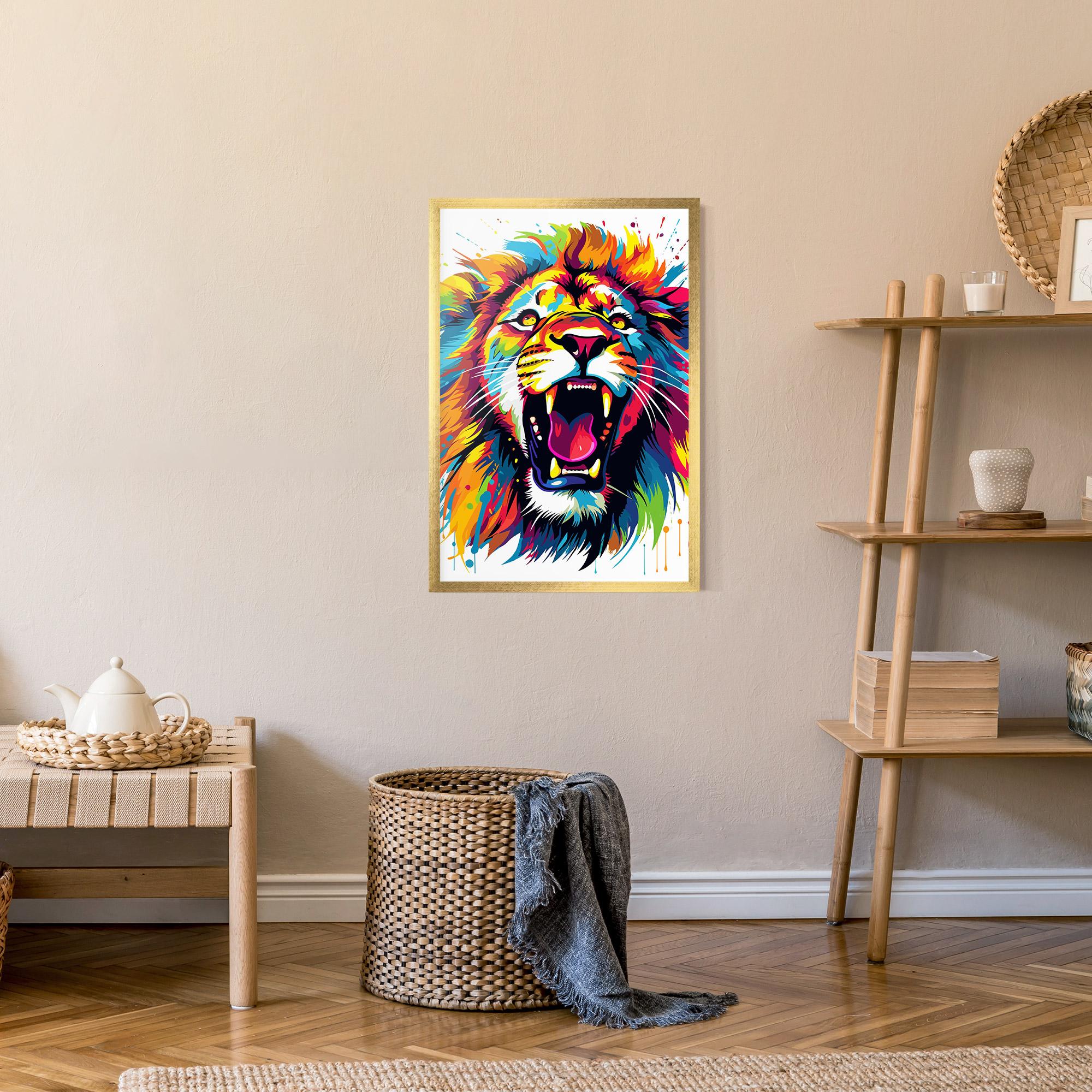 Keretezett Poszter Angry Lion Mix mockup 9