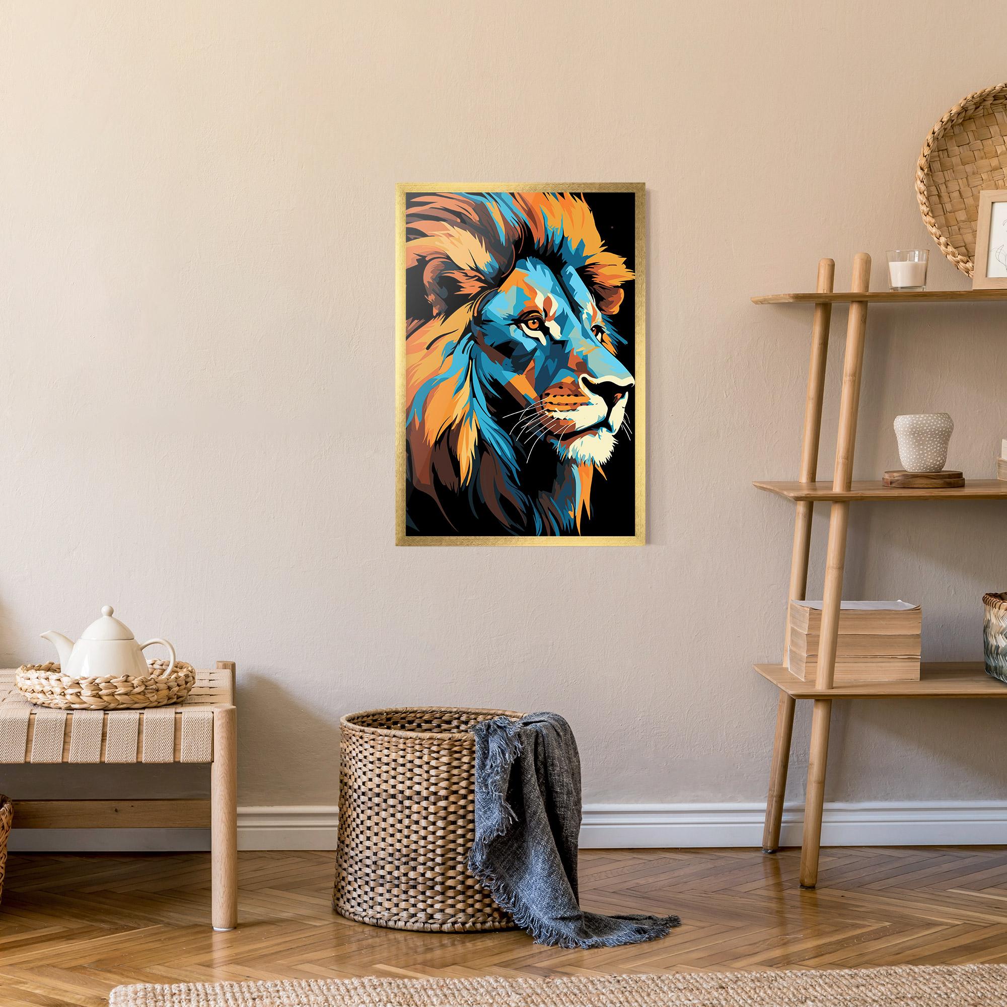 Keretezett Poszter Blue Yellow Lion mockup 9