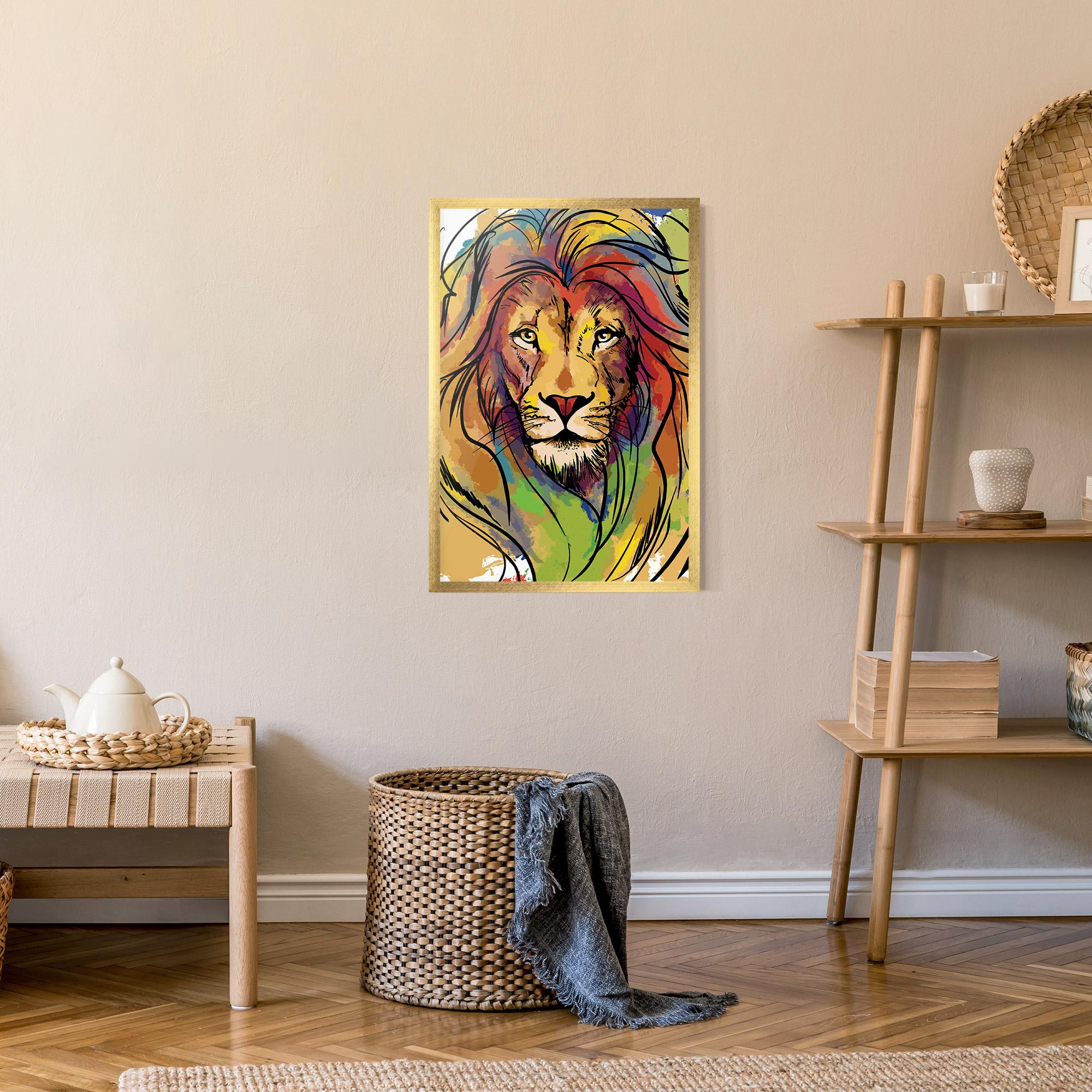Keretezett Poszter Drawn Lion mockup 9