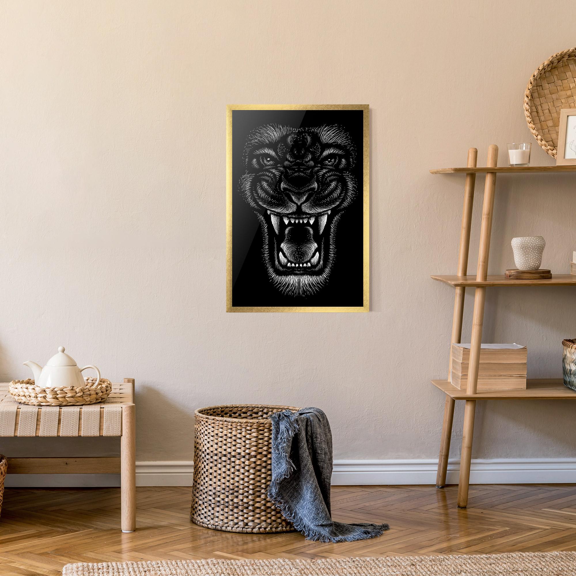 Keretezett Poszter Lion Bite mockup 9