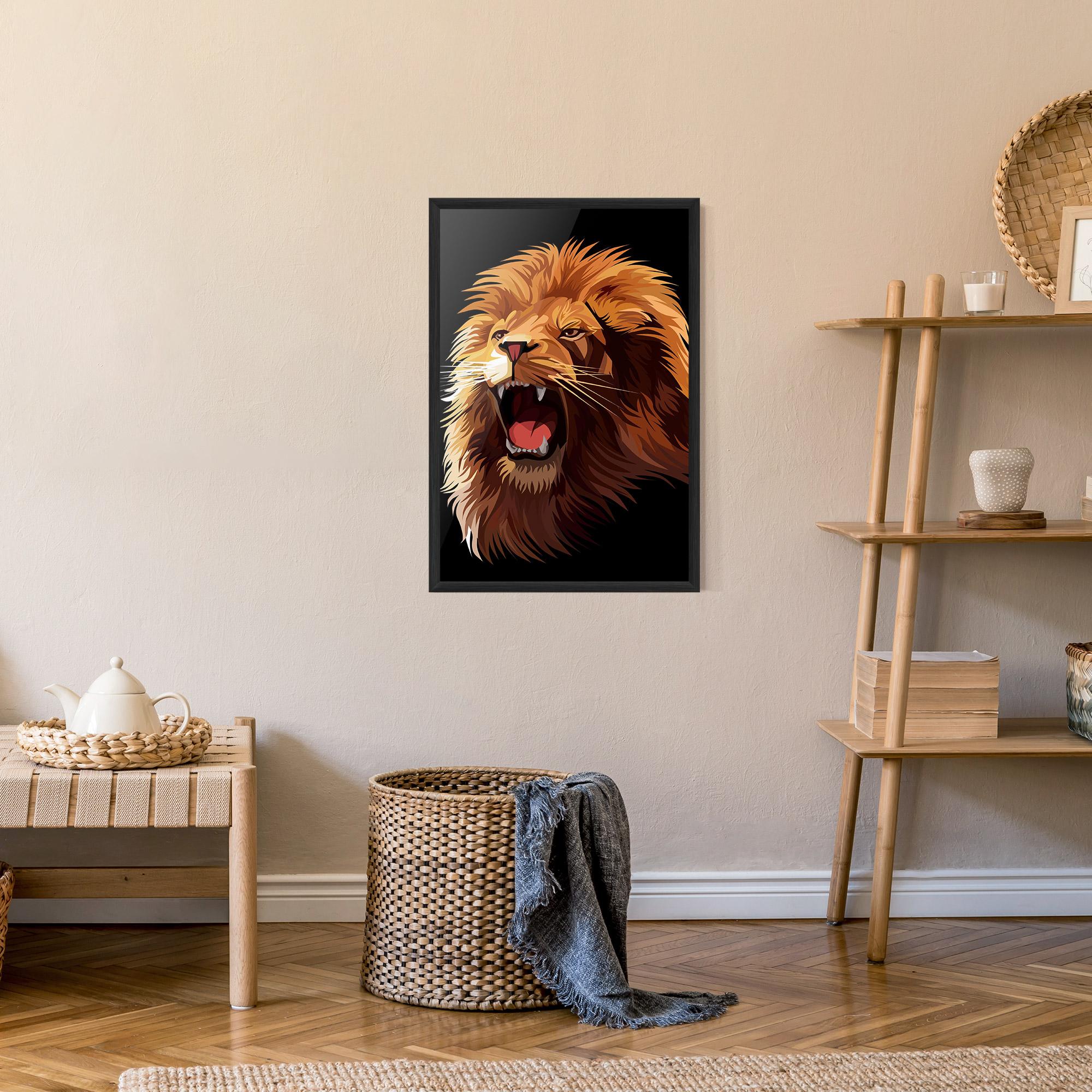 Keretezett Poszter Angry Lion Head mockup 9