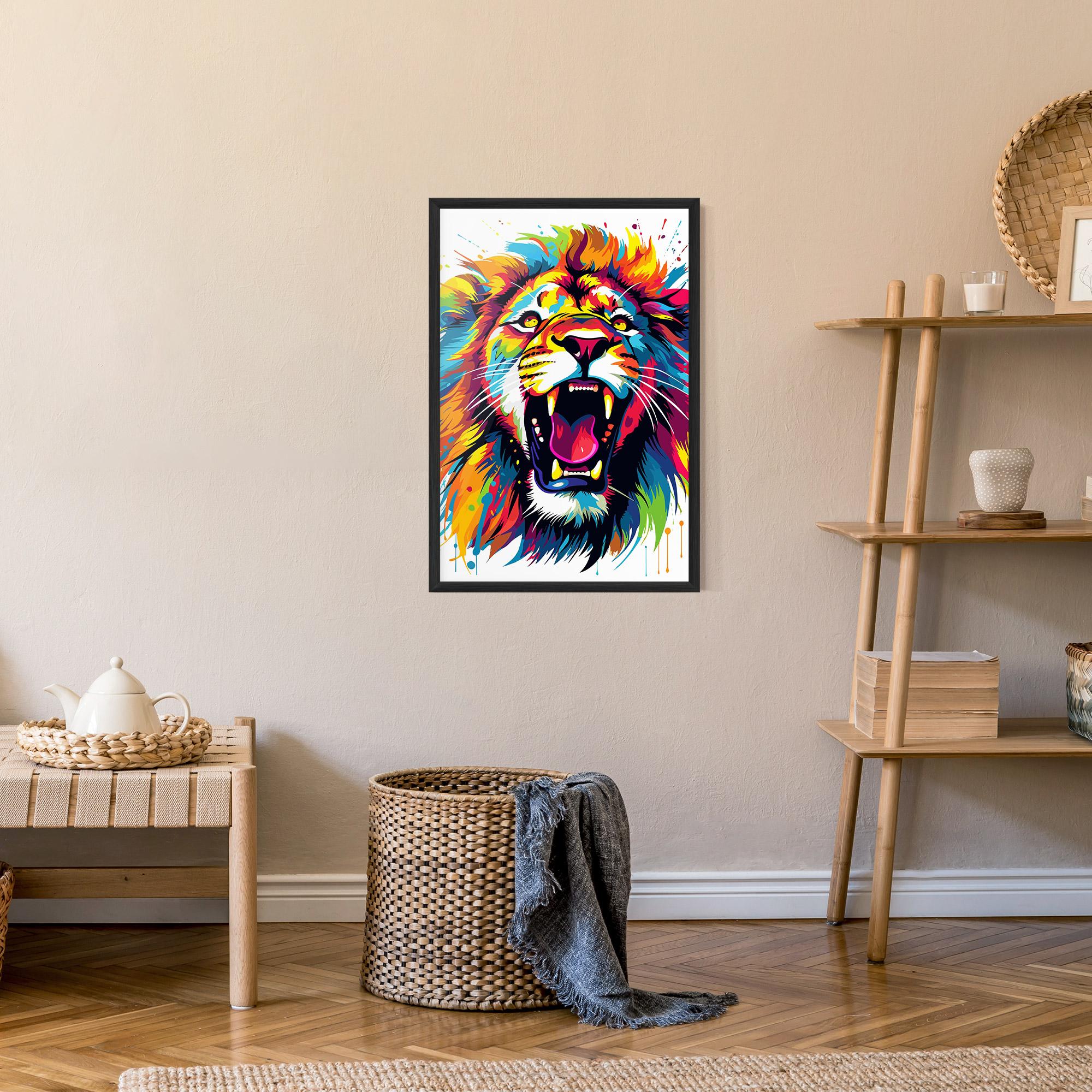 Keretezett Poszter Angry Lion Mix mockup 9
