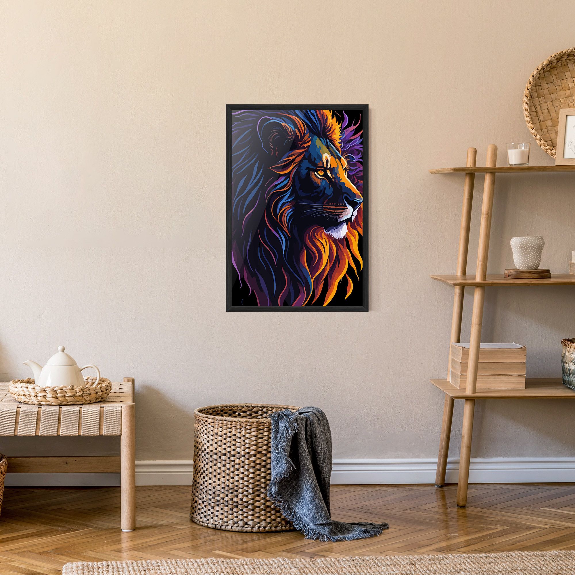 Colorful Lion On Black mockup 9