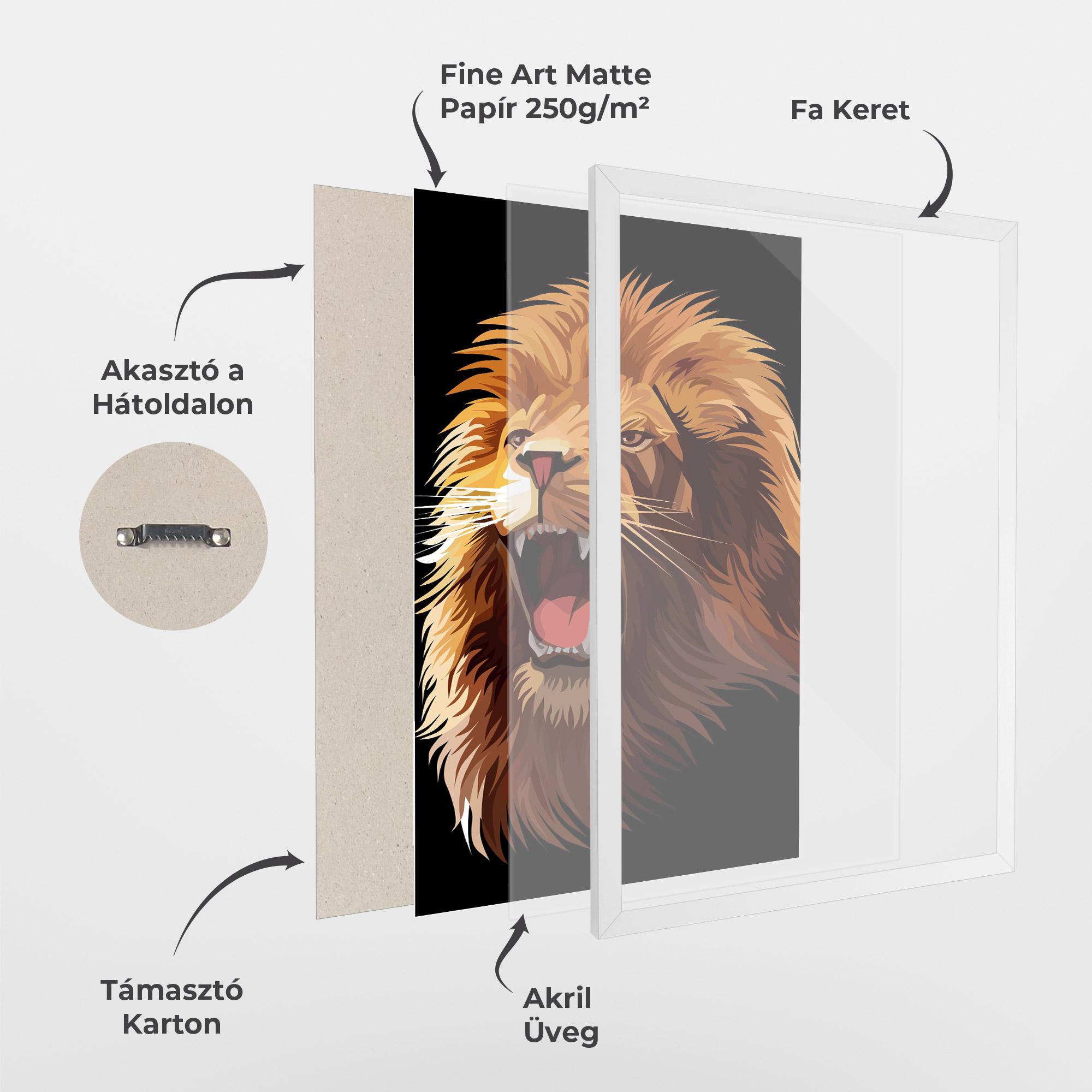 Keretezett Poszter Angry Lion Head mockup 1