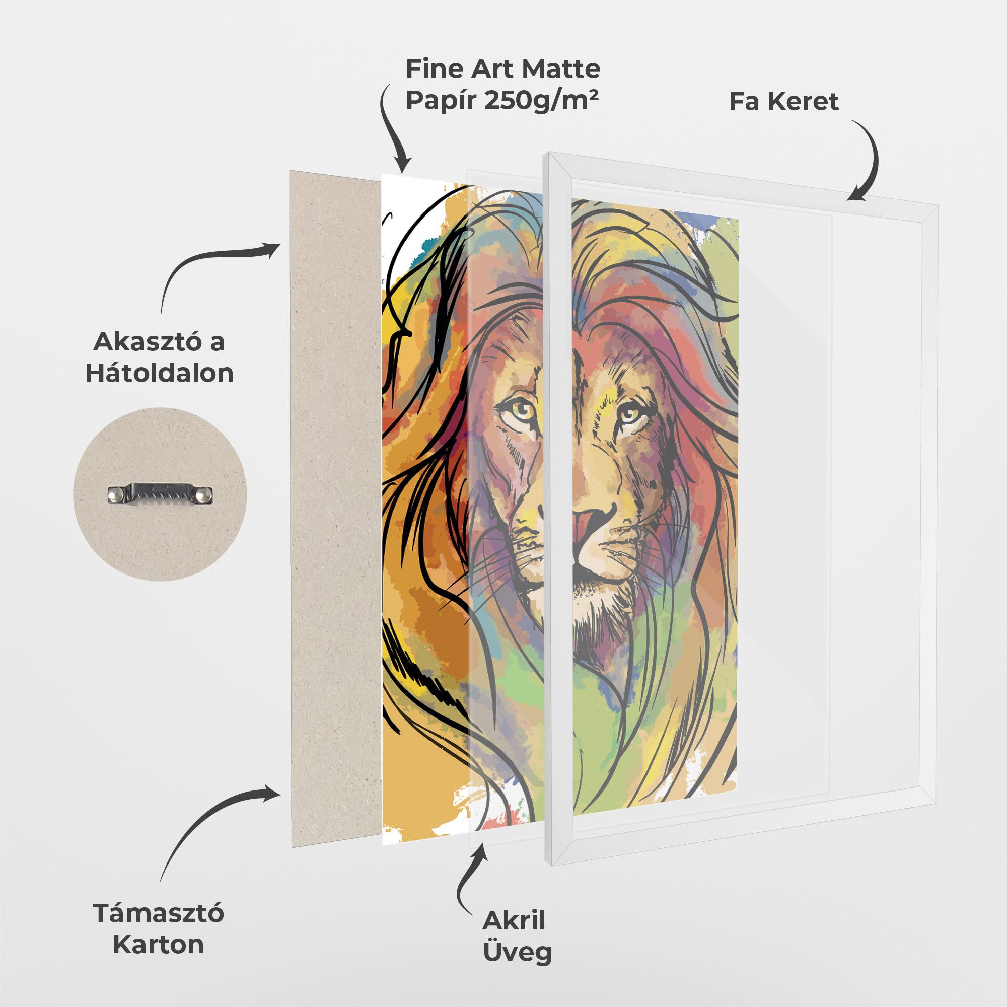 Keretezett Poszter Drawn Lion mockup 1