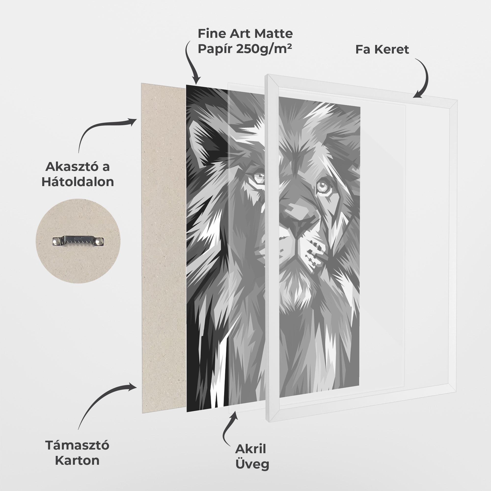 Keretezett Poszter Grey Head Lion mockup 1