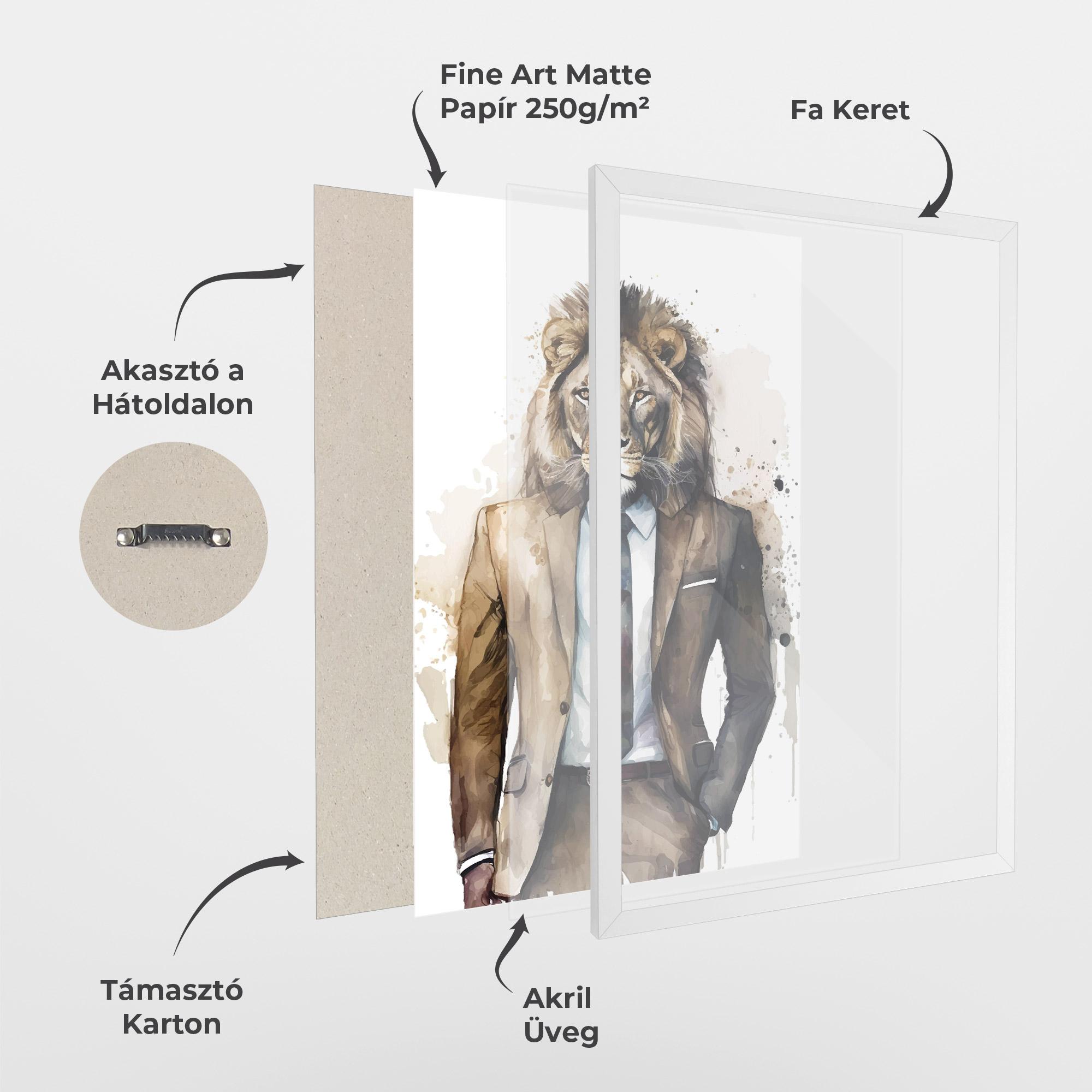 Keretezett Poszter Lion In Suit mockup 1
