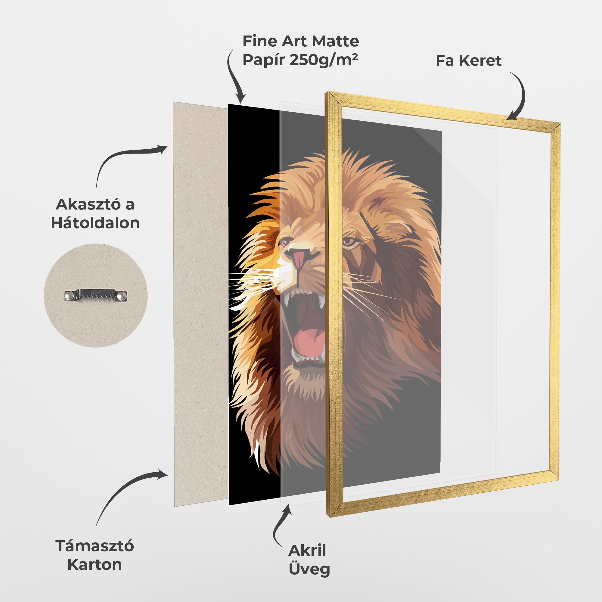 Keretezett Poszter Angry Lion Head mockup 1
