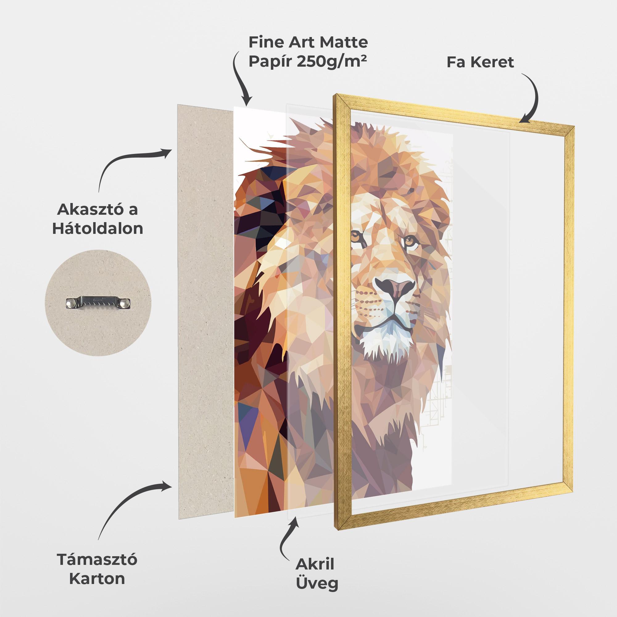 Keretezett Poszter Artistic Lion Head mockup 1