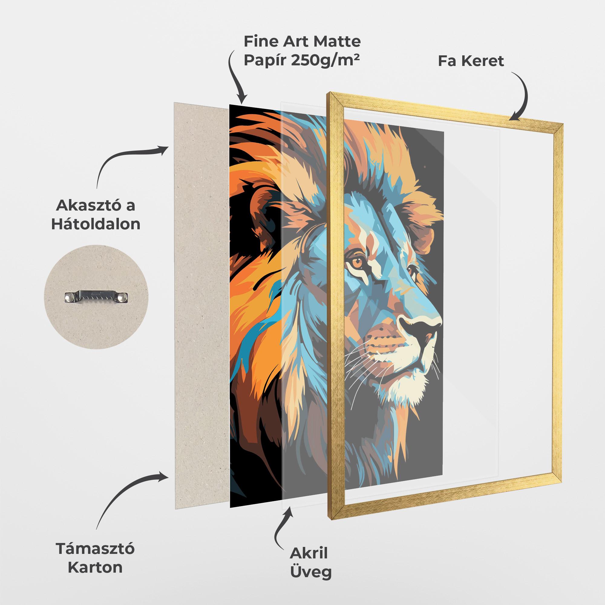 Keretezett Poszter Blue Yellow Lion mockup 1
