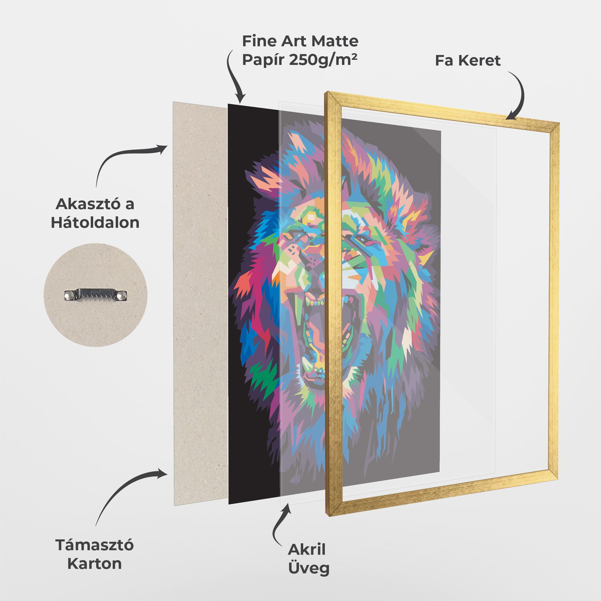 Keretezett Poszter Colorful Lion Head mockup 1