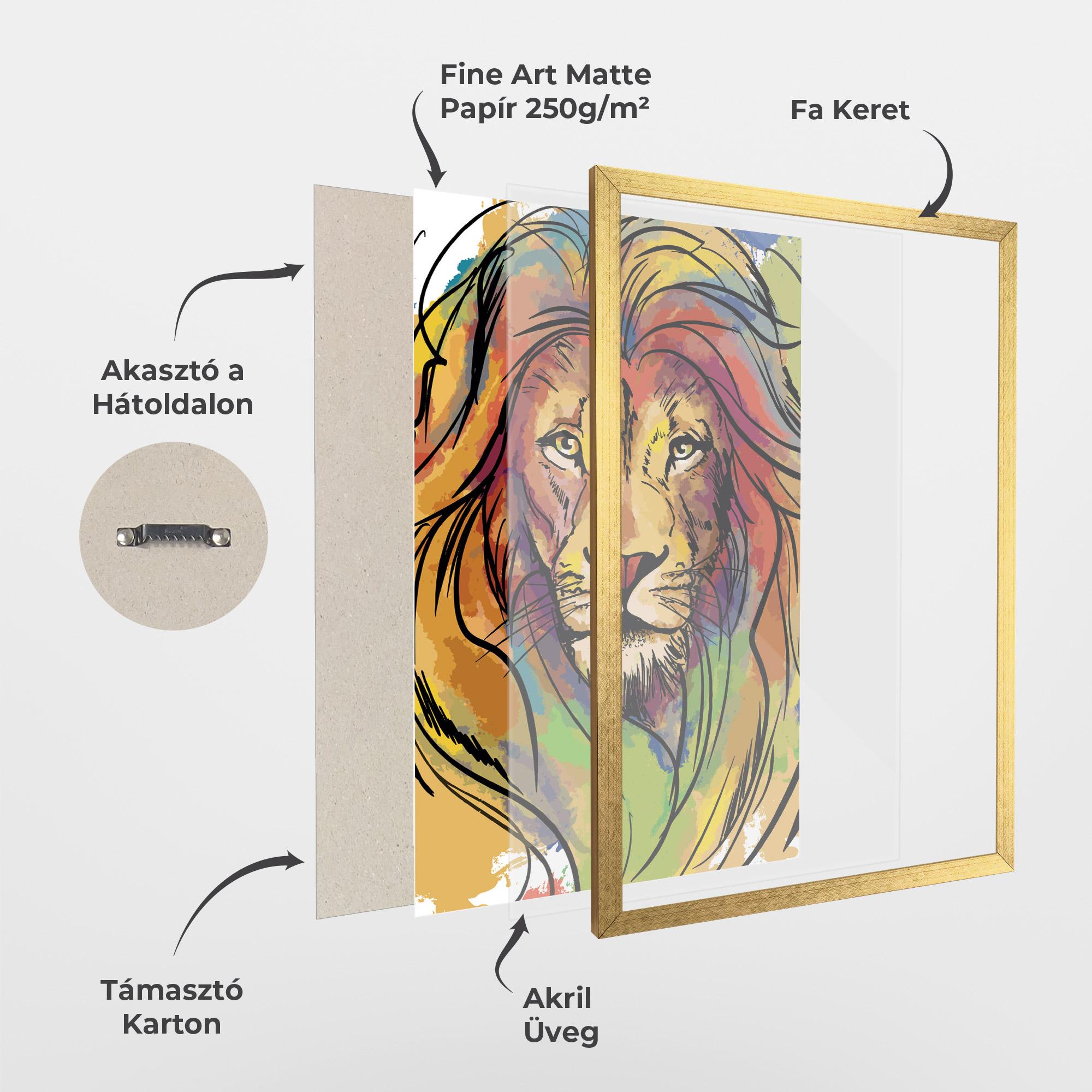Keretezett Poszter Drawn Lion mockup 1