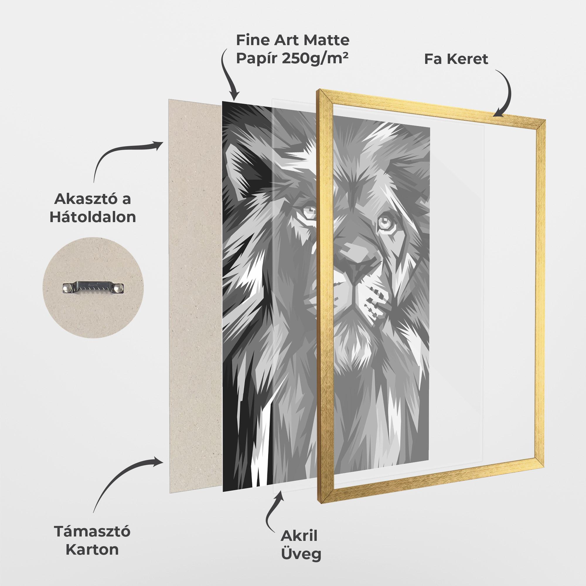 Keretezett Poszter Grey Head Lion mockup 1