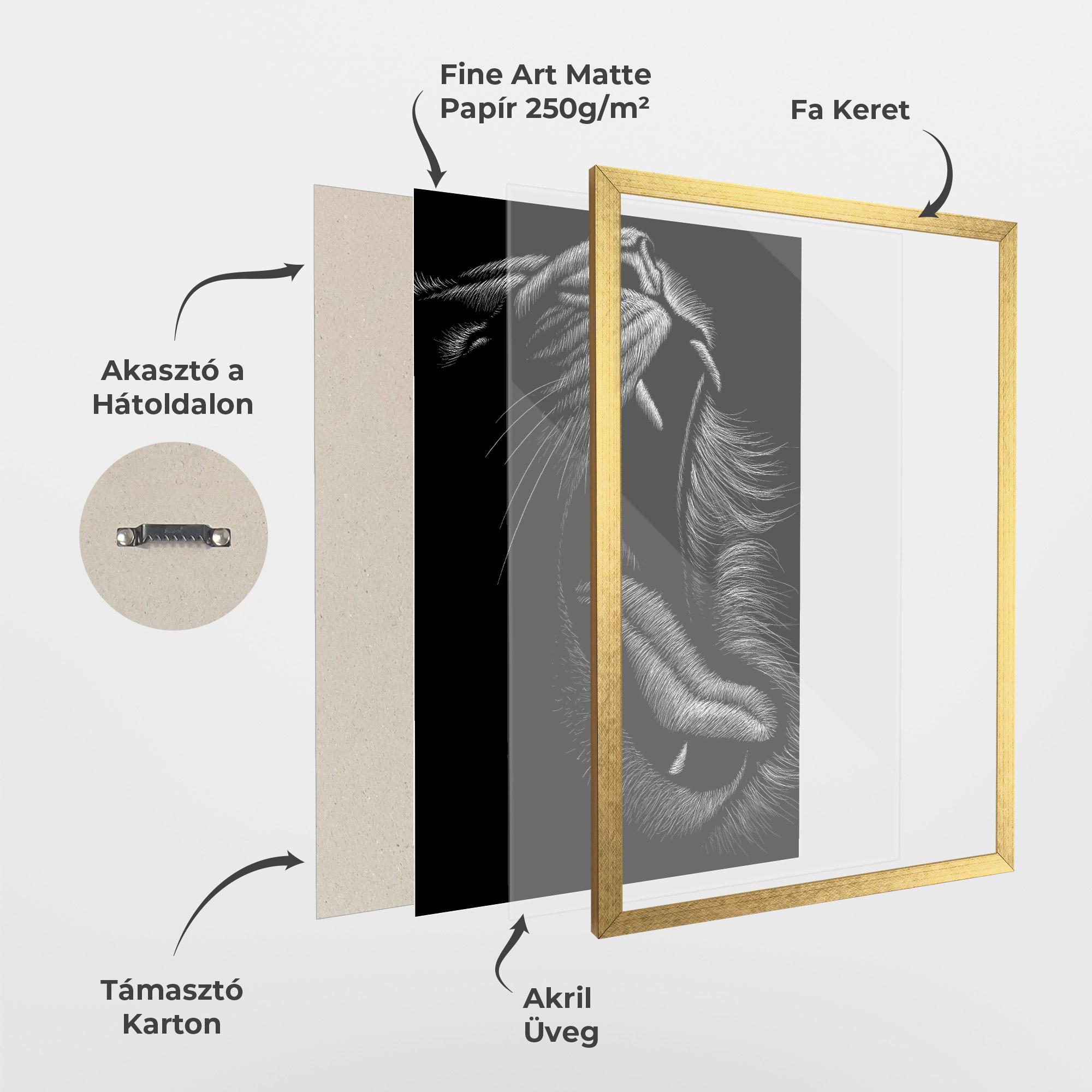 Keretezett Poszter Lion Bite Line mockup 1