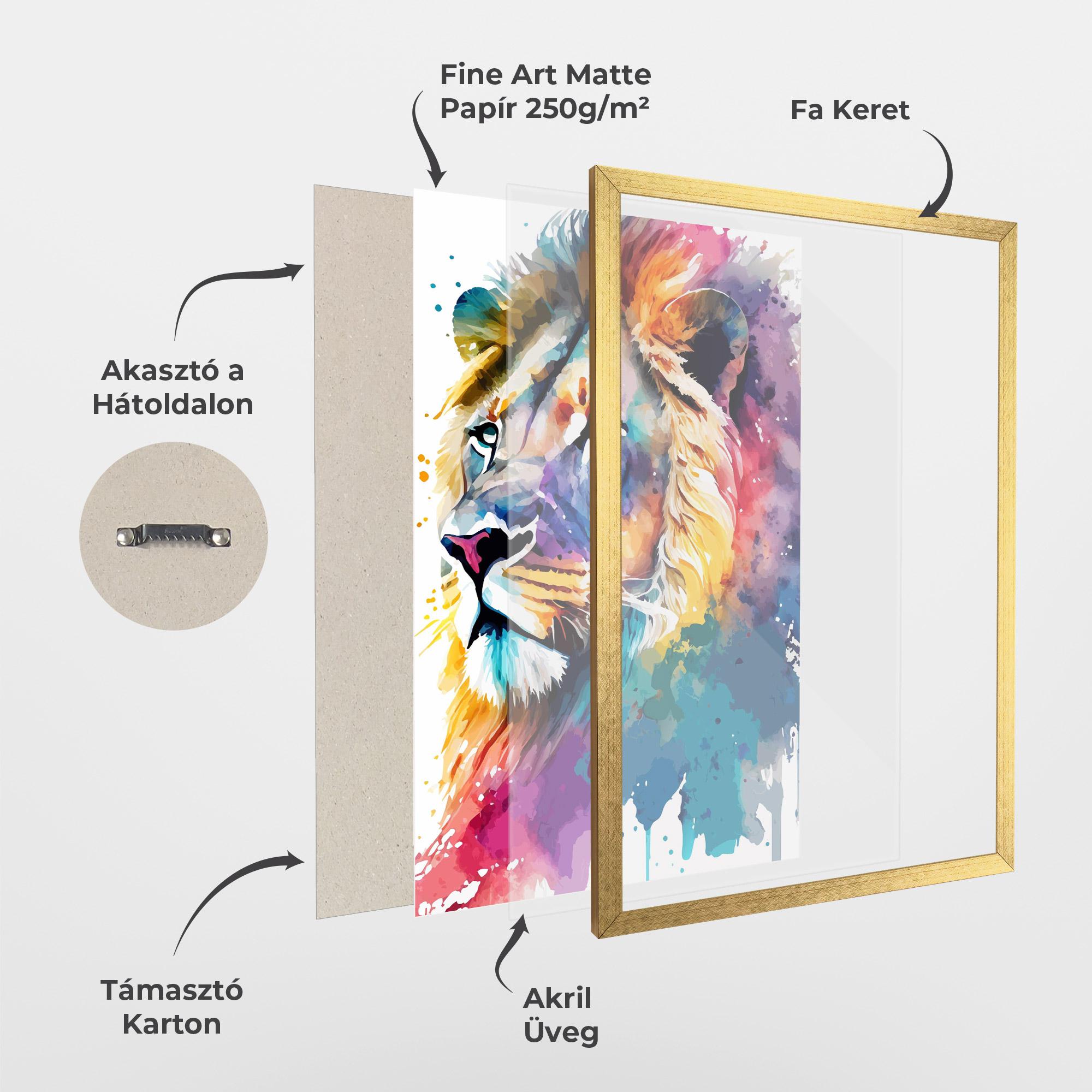 Keretezett Poszter Vibrant Color Lion mockup 1
