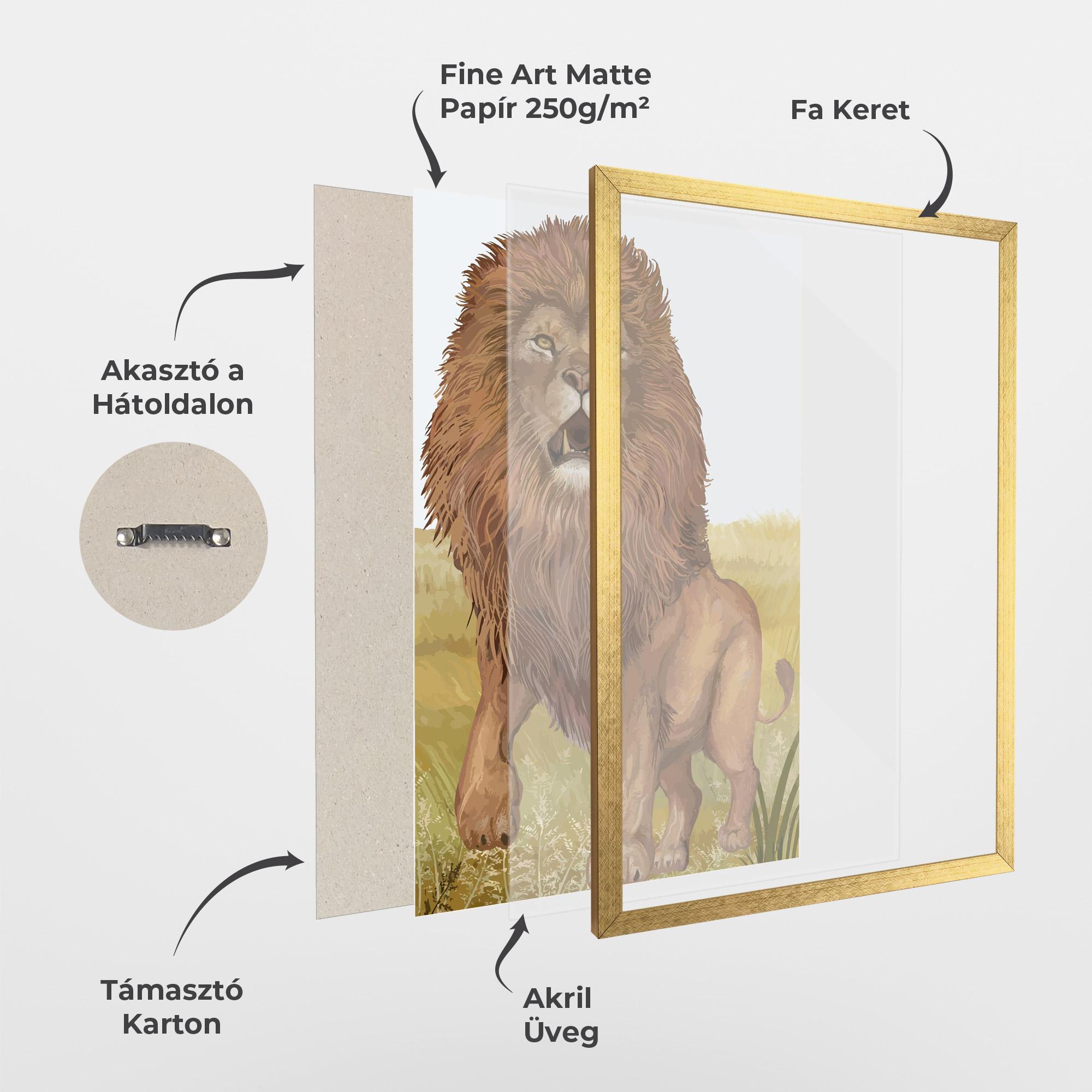 Keretezett Poszter Wild Lion mockup 1