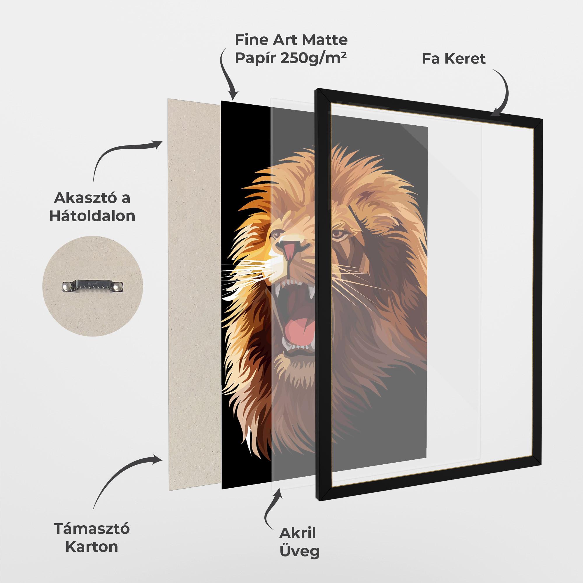 Keretezett Poszter Angry Lion Head mockup 1