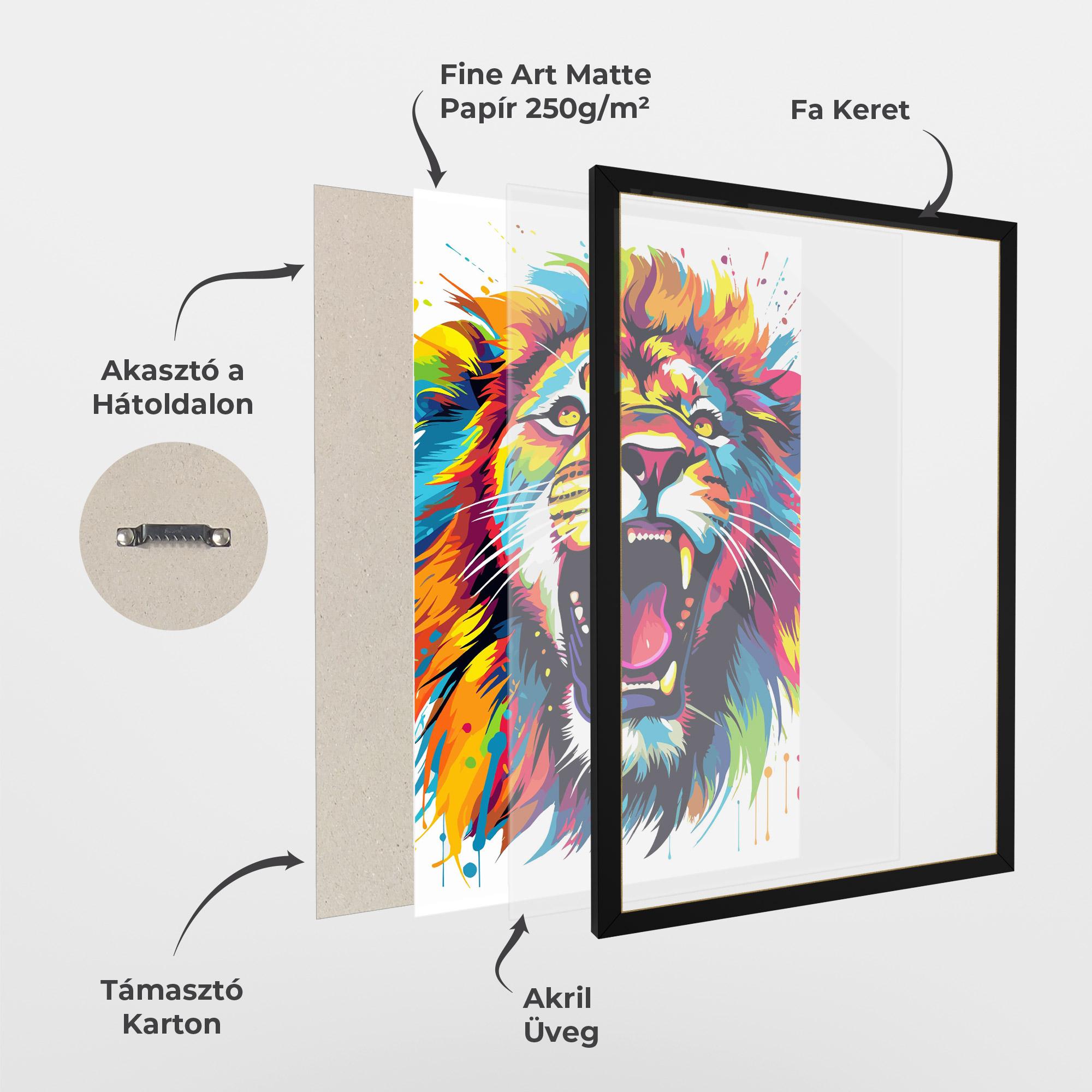Keretezett Poszter Angry Lion Mix mockup 1