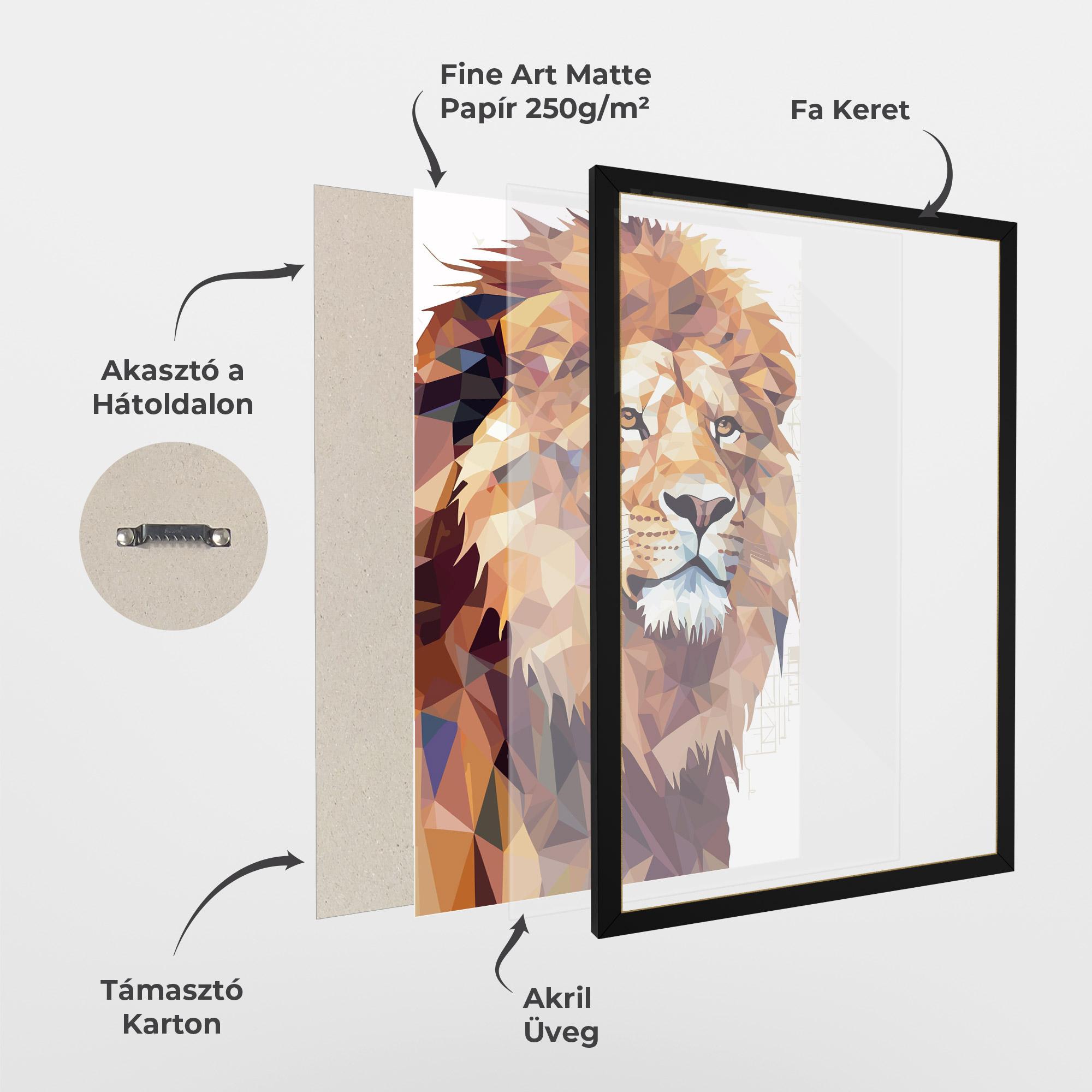 Keretezett Poszter Artistic Lion Head mockup 1