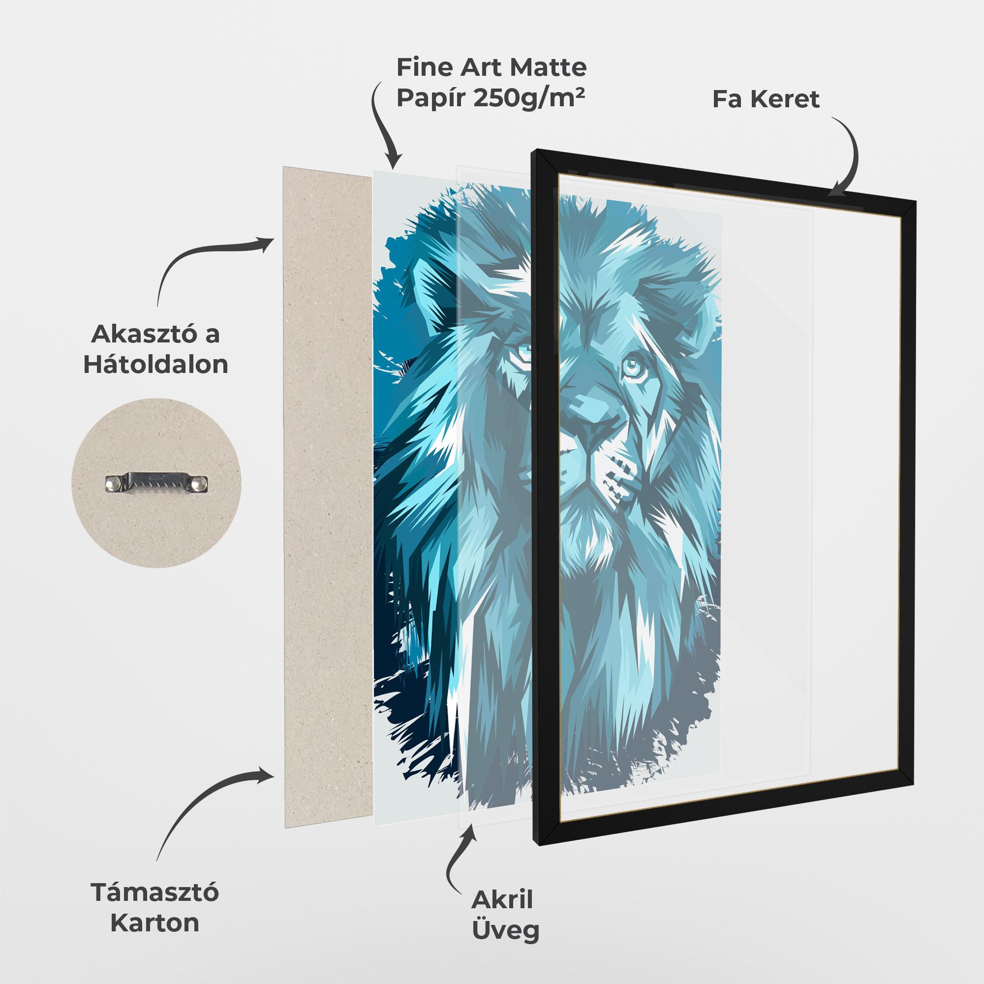 Keretezett Poszter Blue Lion Head mockup 1