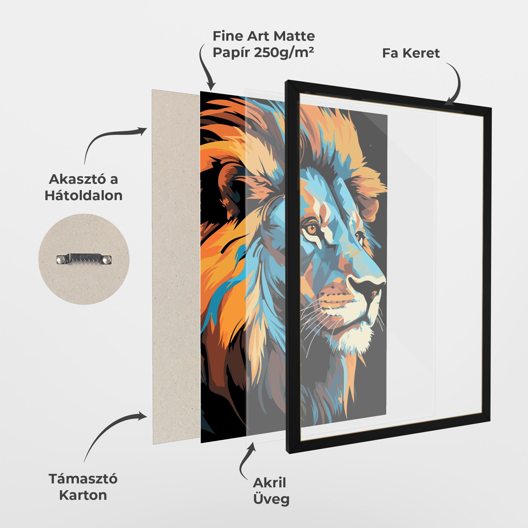 Keretezett Poszter Blue Yellow Lion mockup 1