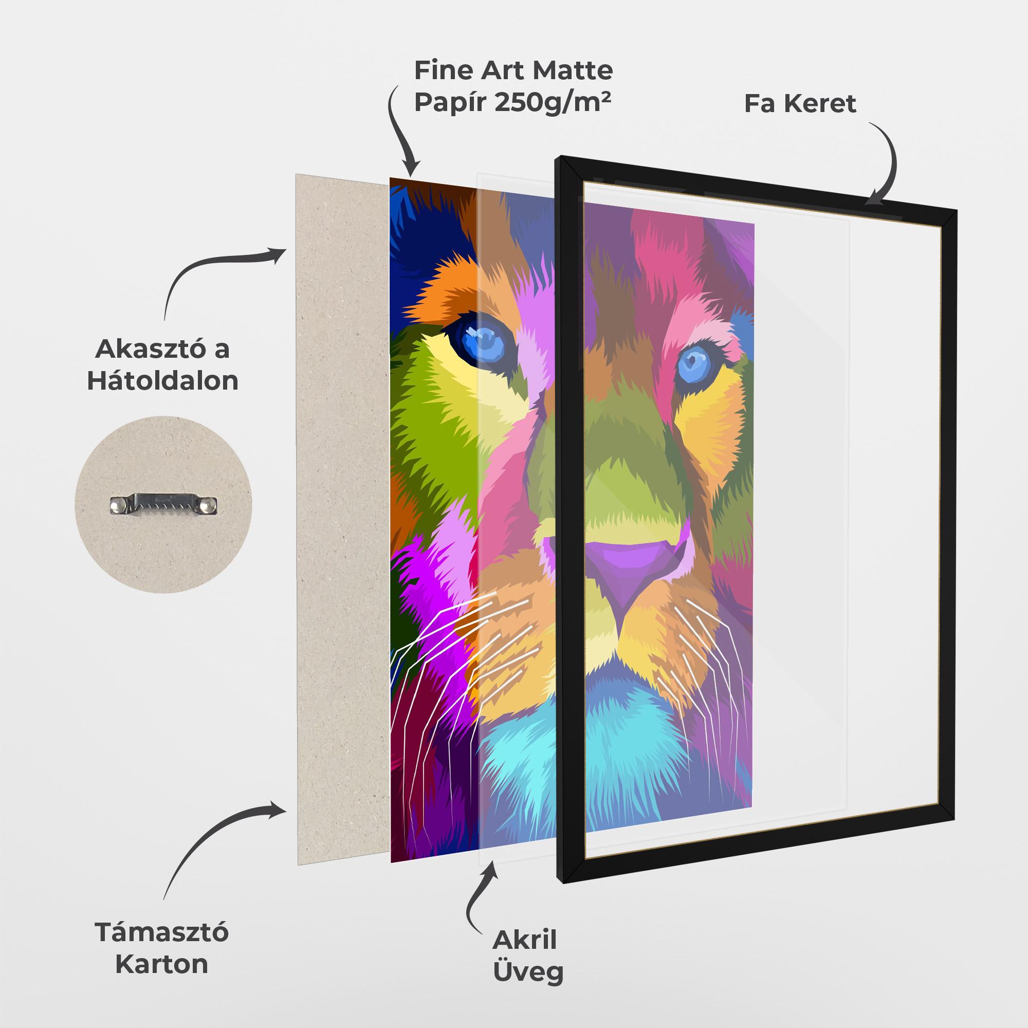 Keretezett Poszter Color Lion Close Up mockup 1