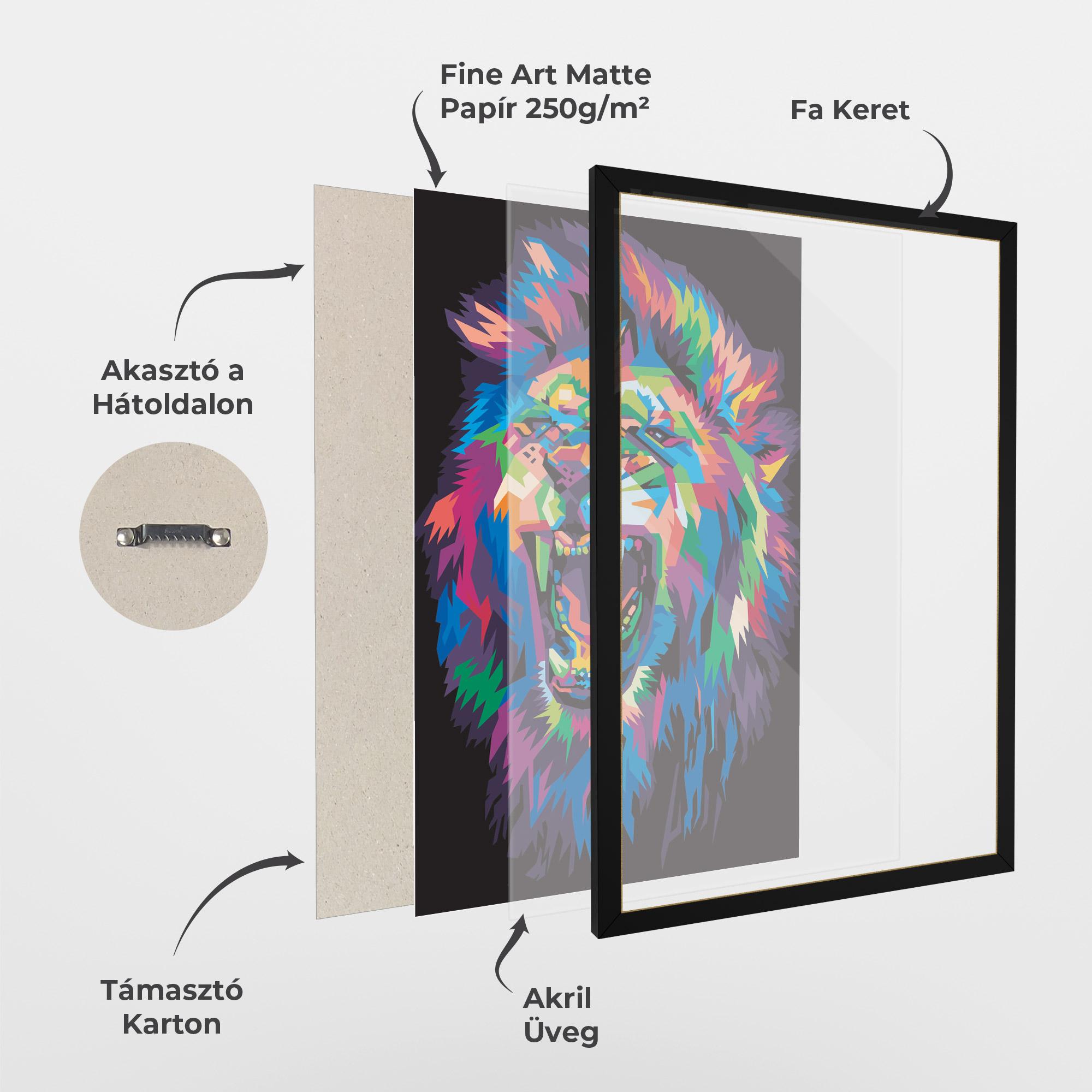 Keretezett Poszter Colorful Lion Head mockup 1