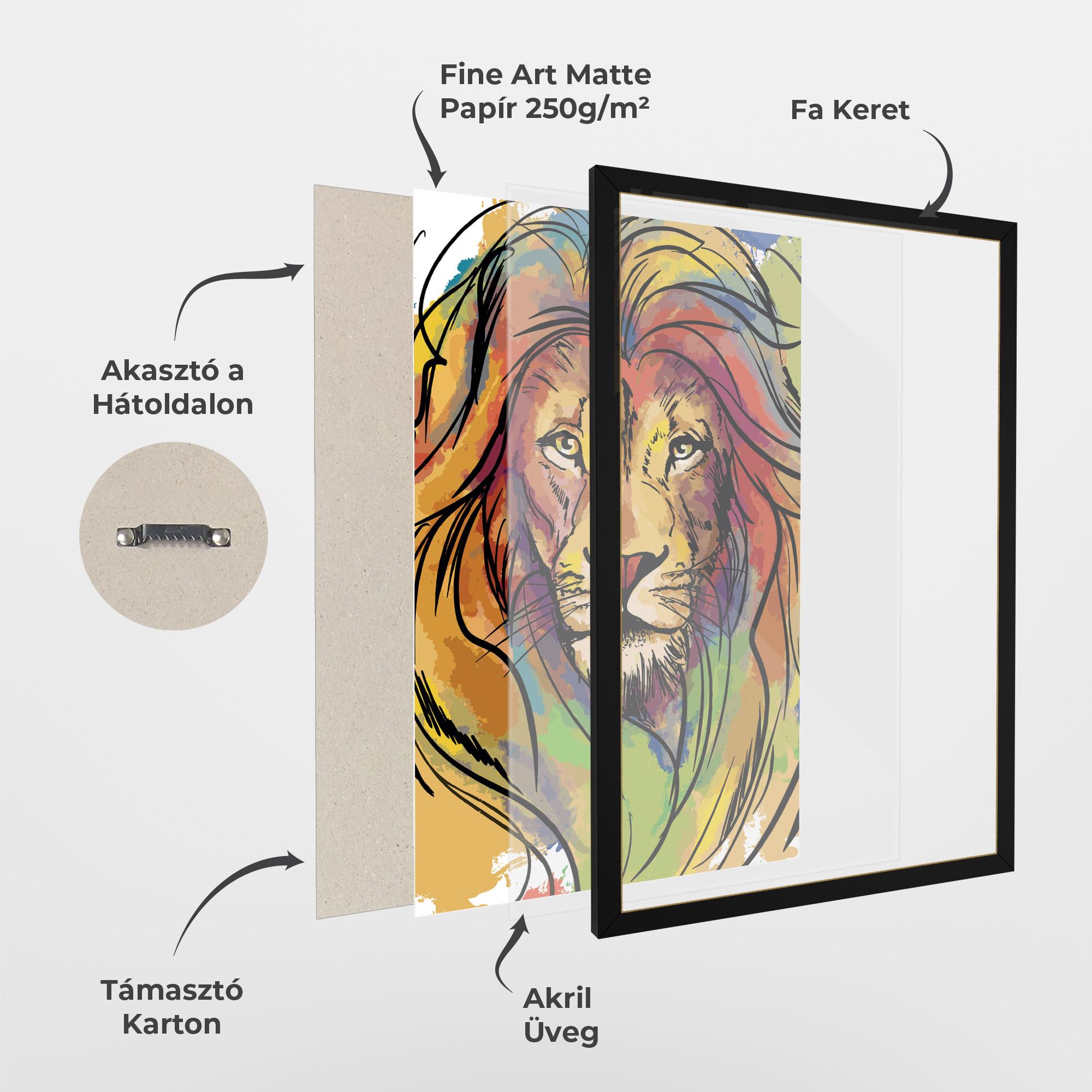 Keretezett Poszter Drawn Lion mockup 1