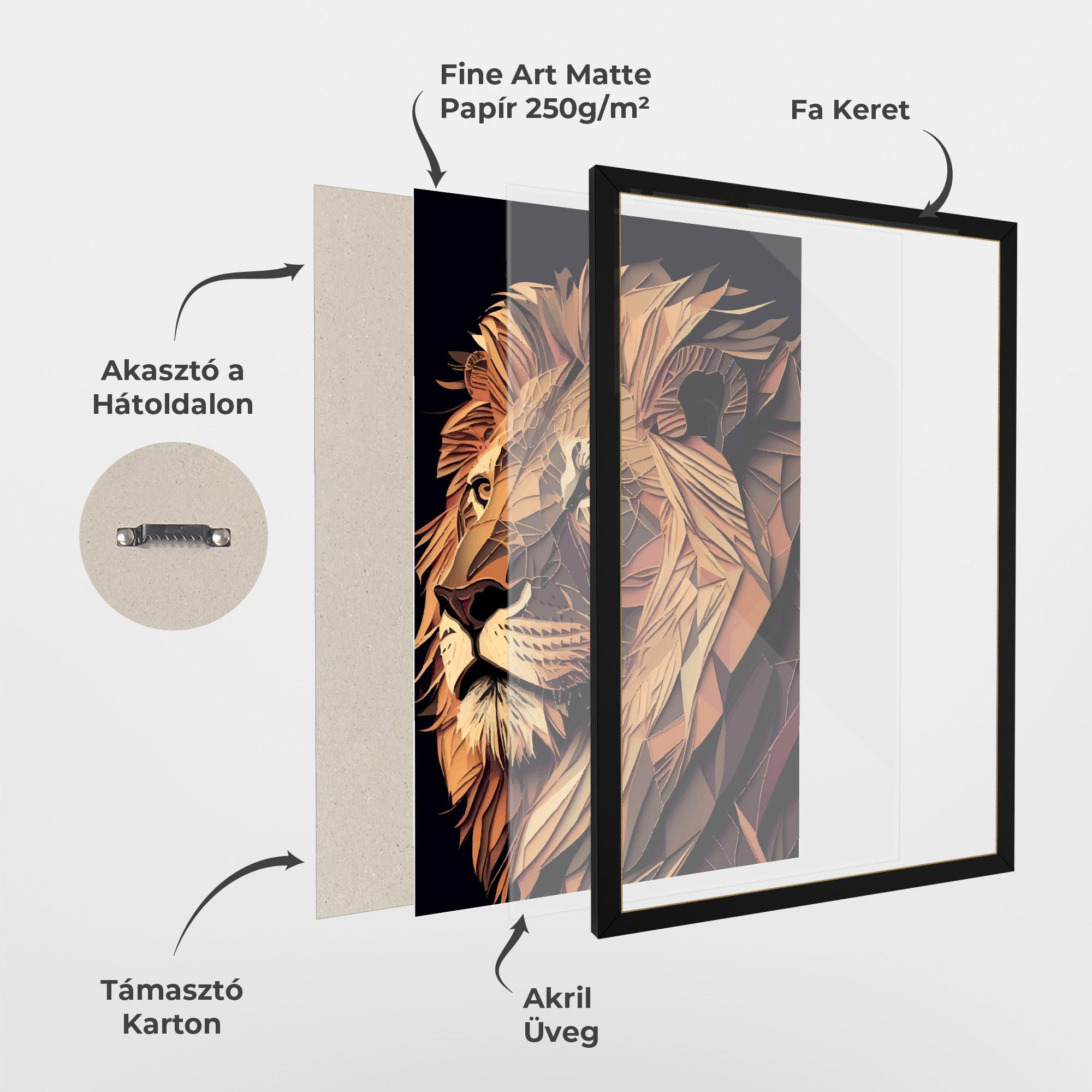 Keretezett Poszter Orange Mix Lion mockup 1