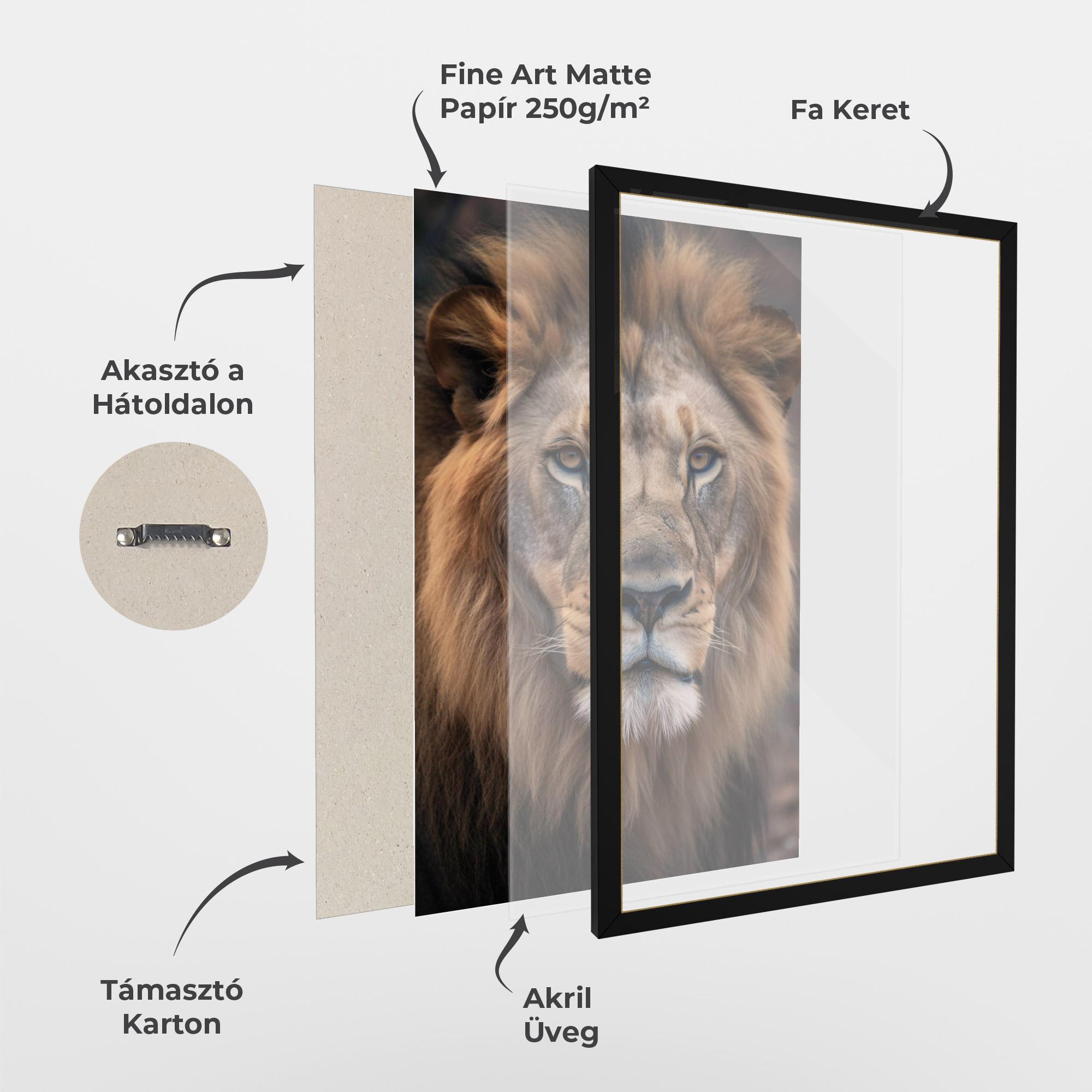 Keretezett Poszter Wild Lion View mockup 1