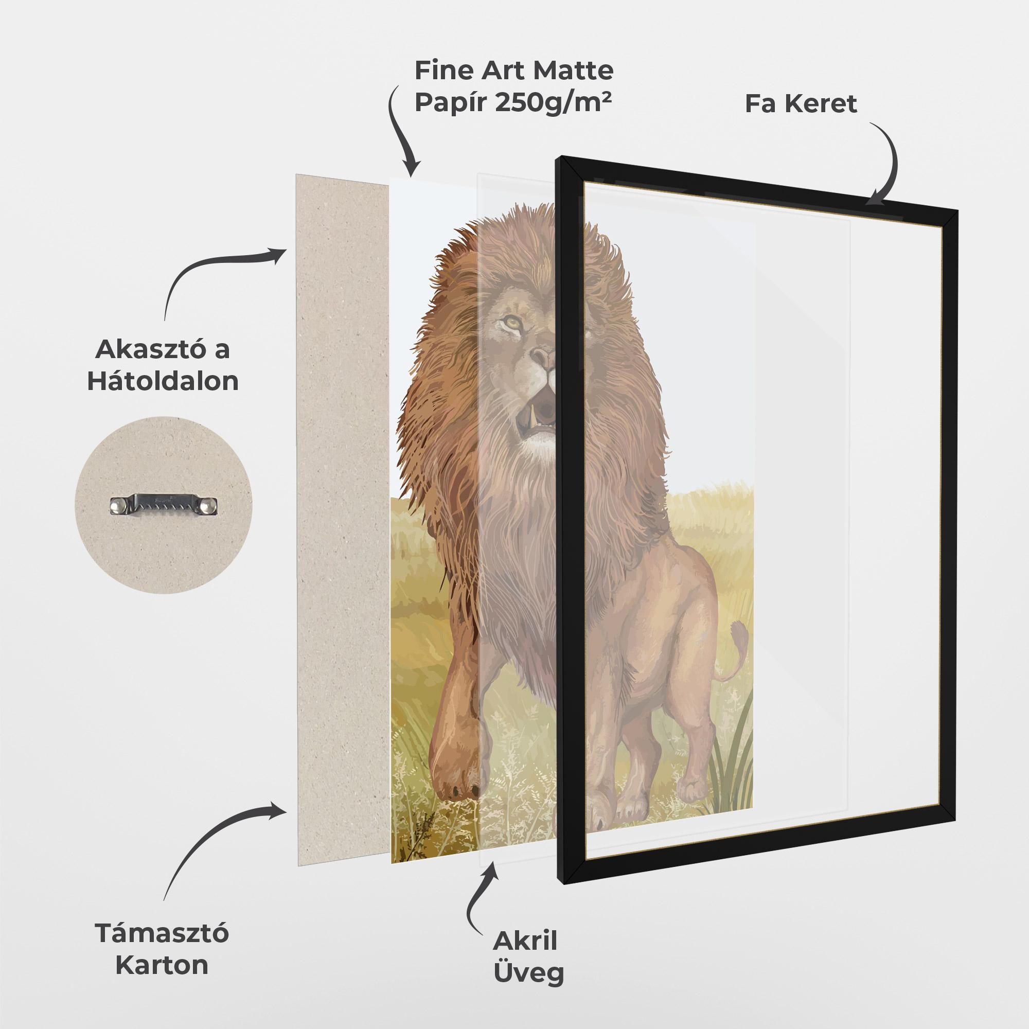 Keretezett Poszter Wild Lion mockup 1