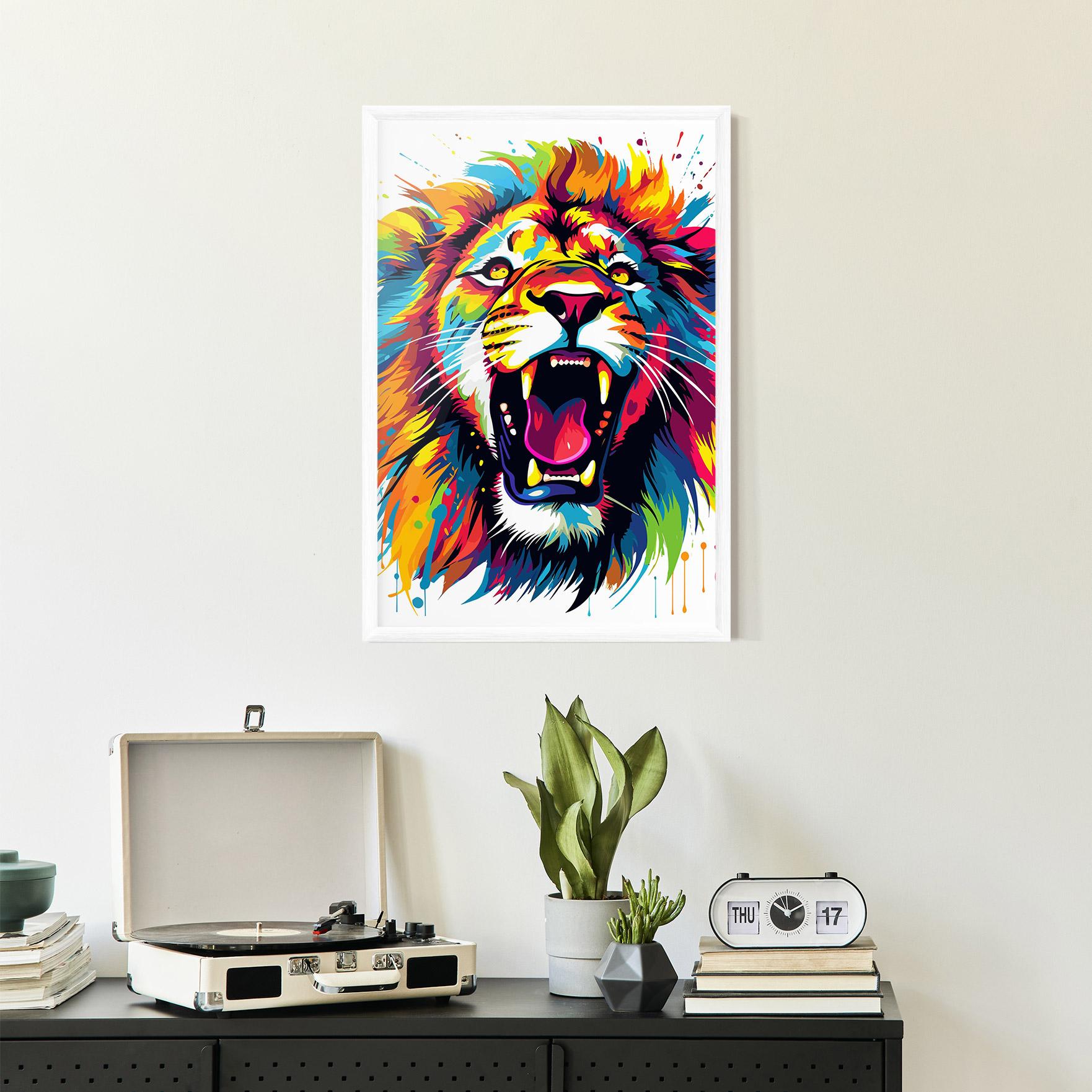 Keretezett Poszter Angry Lion Mix mockup 2