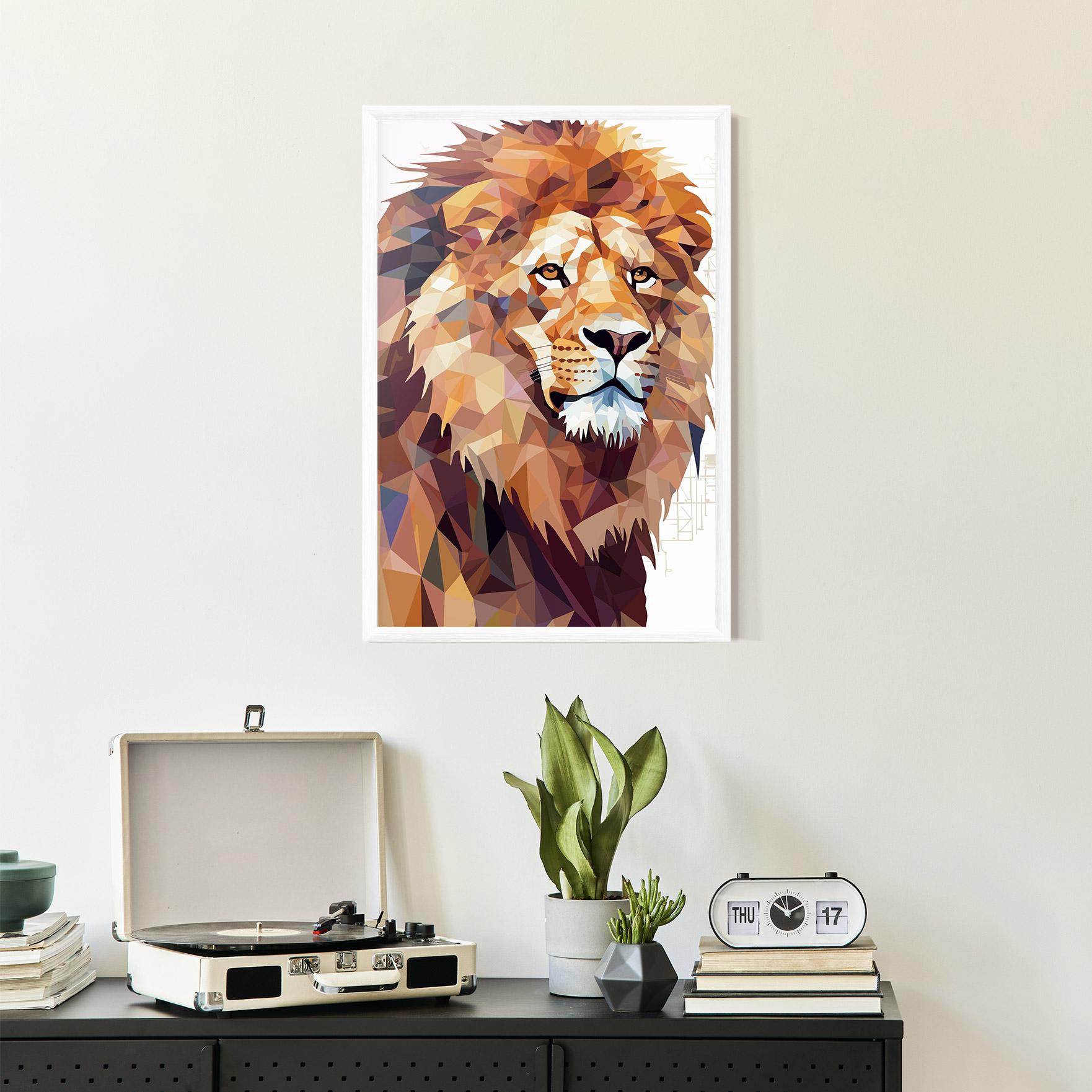 Keretezett Poszter Artistic Lion Head mockup 2
