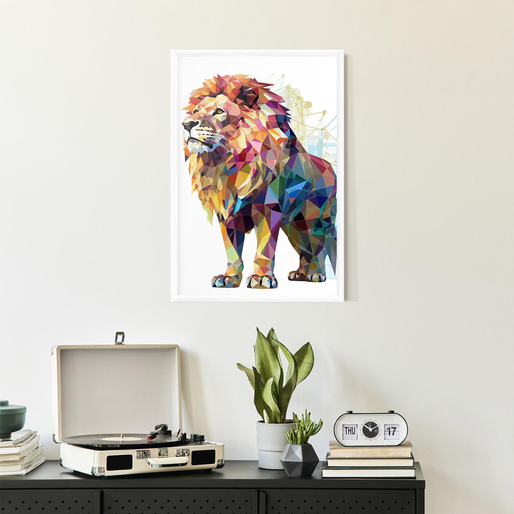 Keretezett Poszter Artistic Lion mockup 2