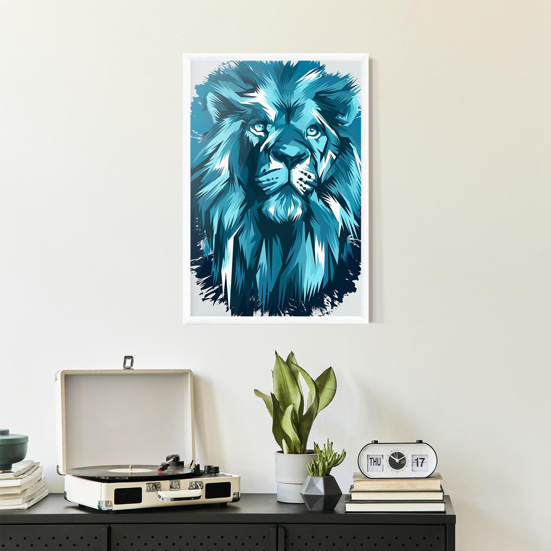 Keretezett Poszter Blue Lion Head mockup 2