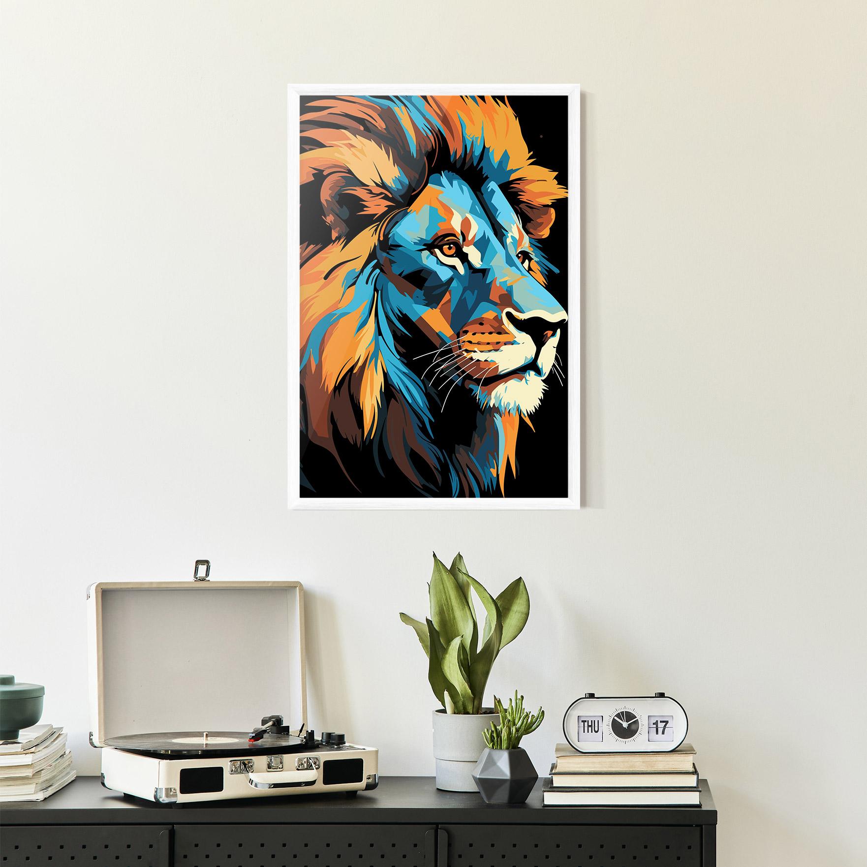 Keretezett Poszter Blue Yellow Lion mockup 2