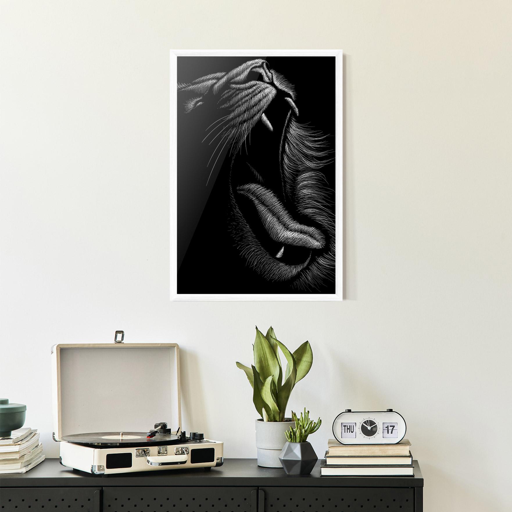 Keretezett Poszter Lion Bite Line mockup 2