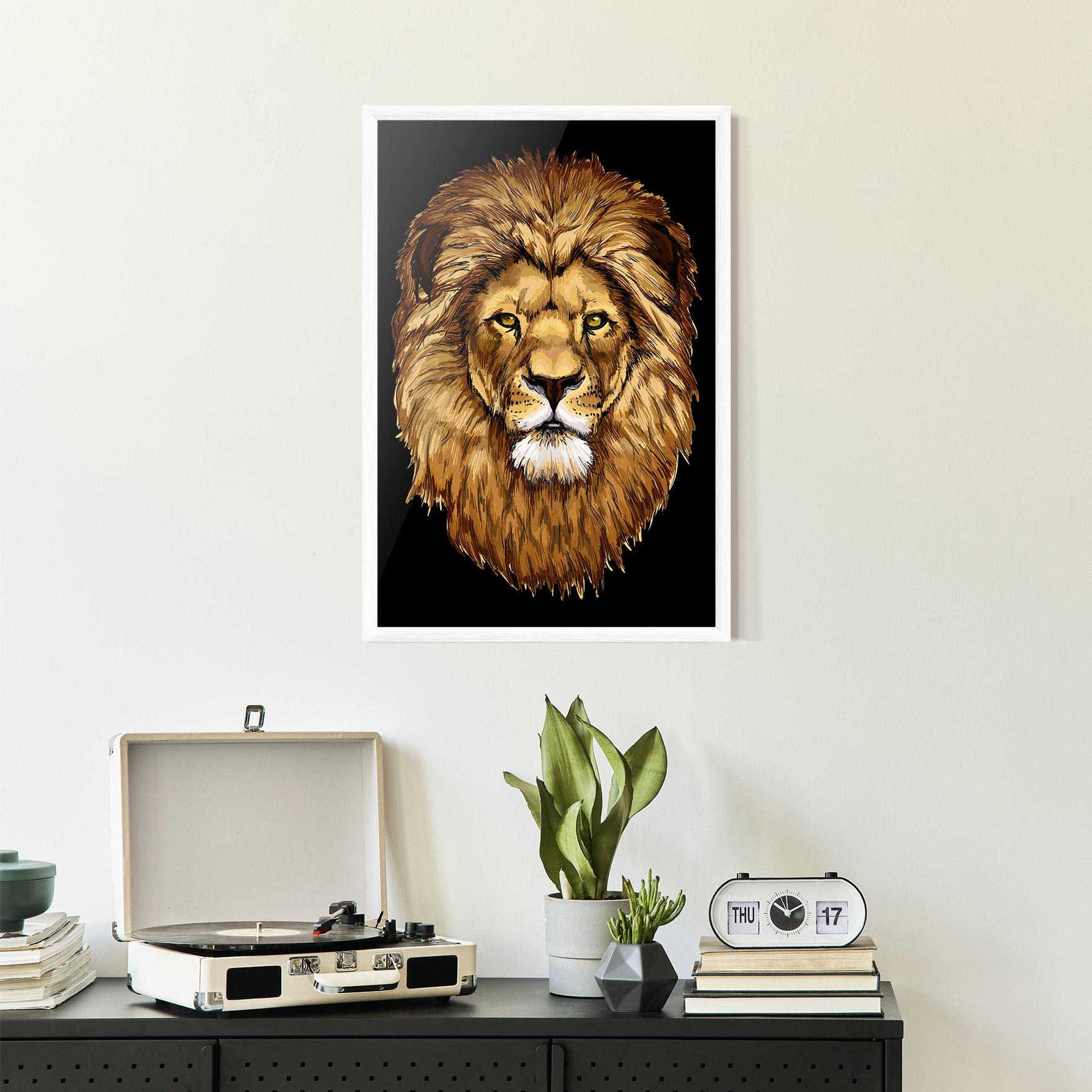 Keretezett Poszter Lion Head mockup 2