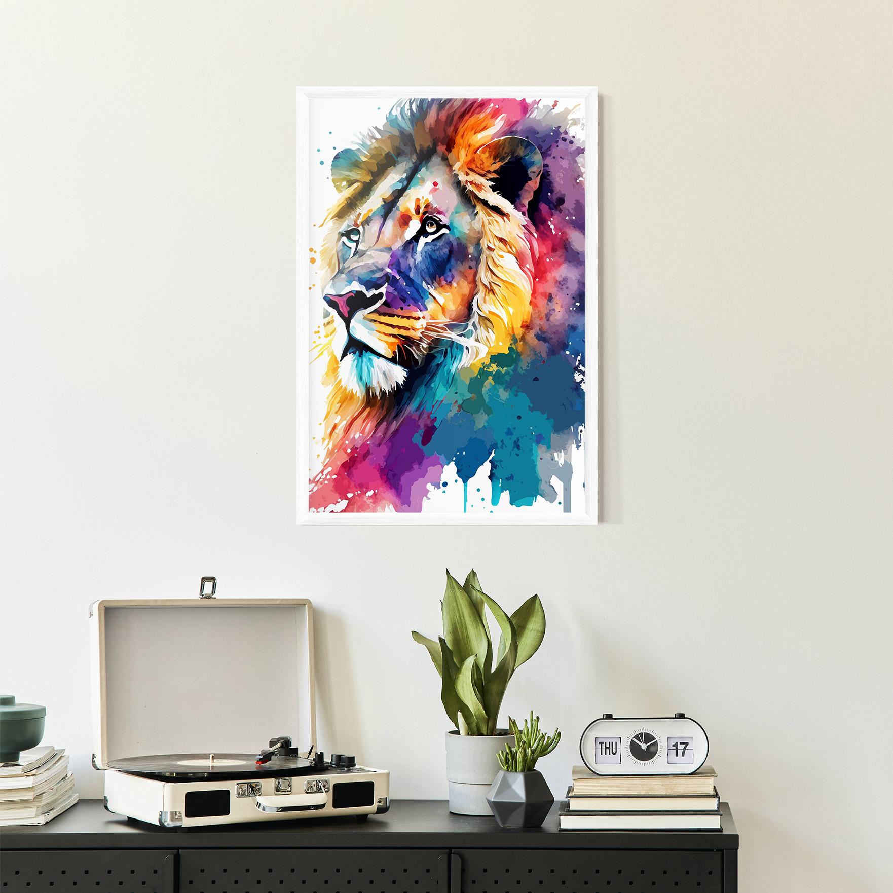 Keretezett Poszter Vibrant Color Lion mockup 2